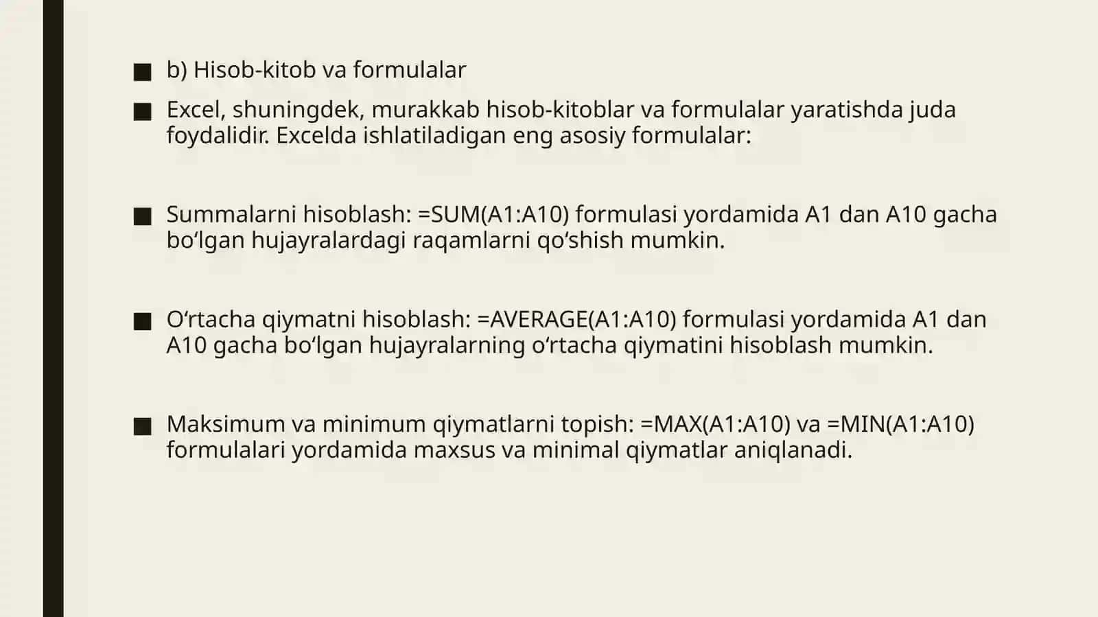 Microsoft Excel jadval muhrining imkoniyat 4