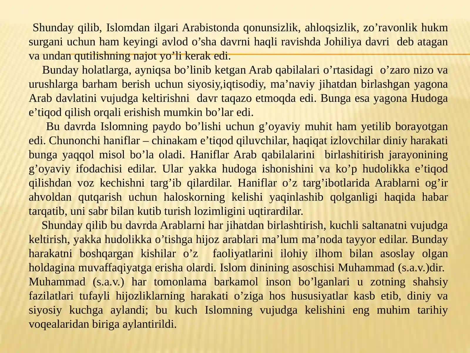 Markaziy Osiyo gaislomning kirib kelishi va ijtimoiy-ma'naviy tarbiyadagi o'zgarishlar 4