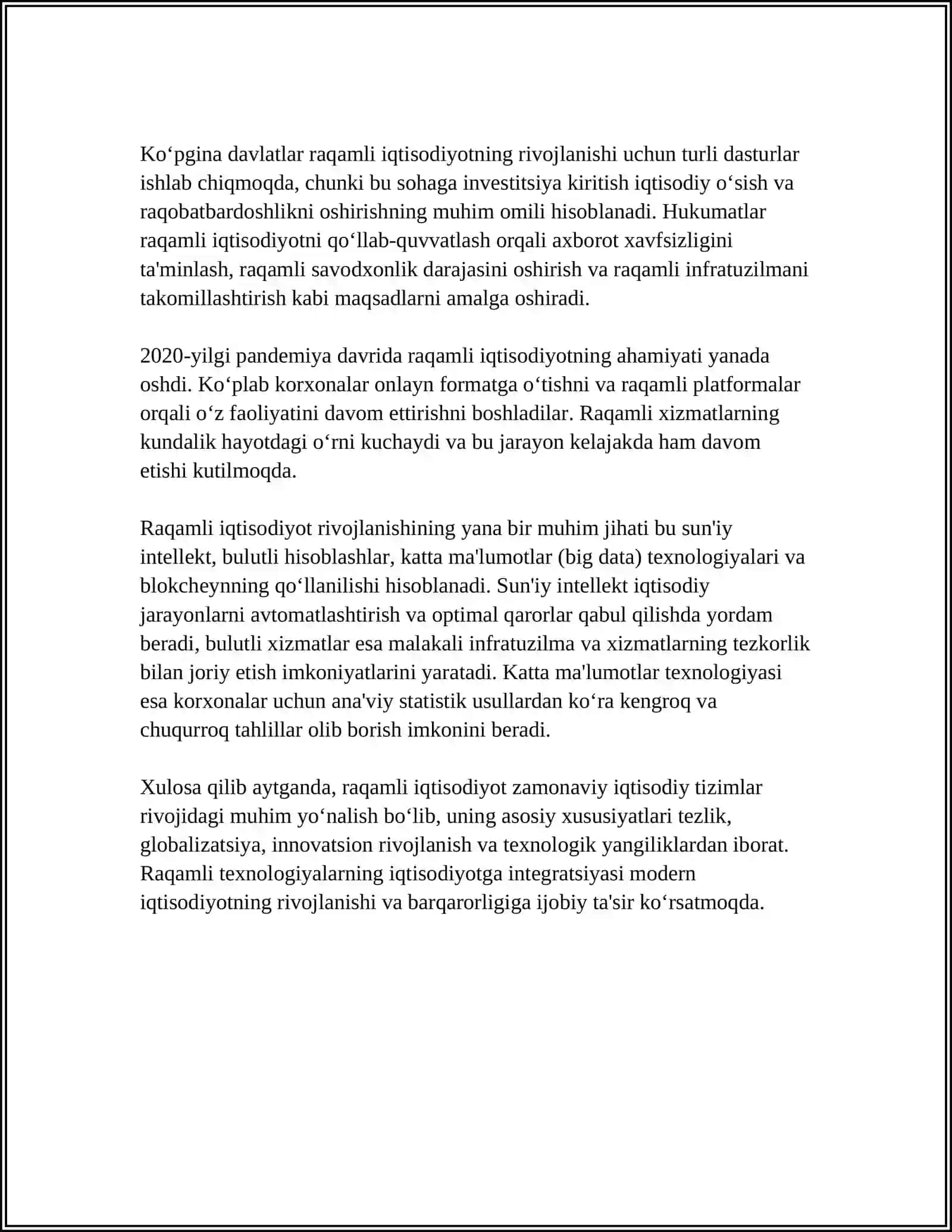 RAQAMLI IQTISODIYOT TUSHUNCHASI VA UNING ASOSIY YÒNALISHLARI 4