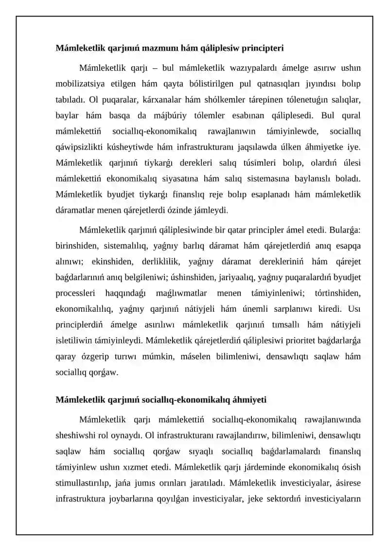 Mámleketlik qarjınıń mazmunı hám áhmiyeti 4