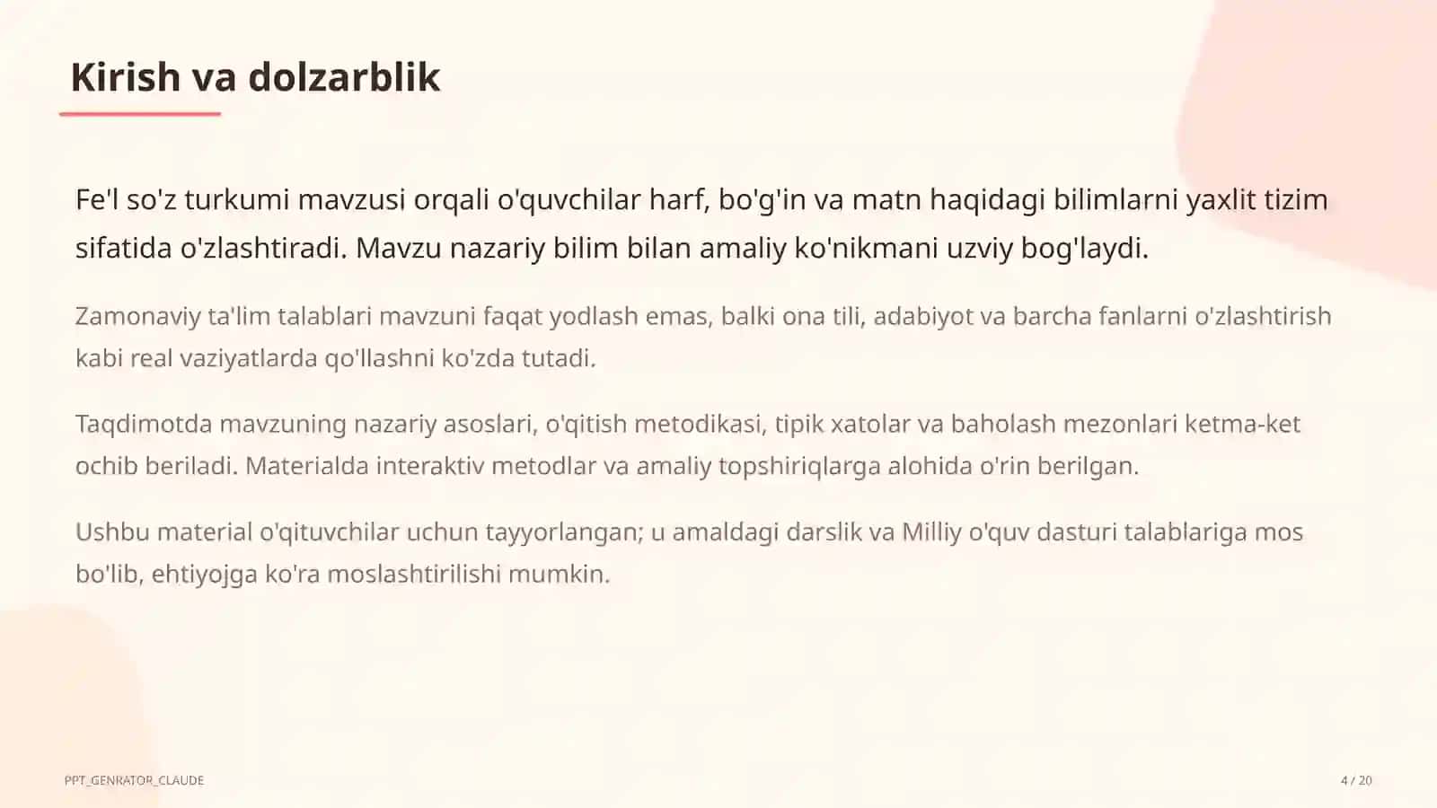 Fe'l so'z turkumi (3-sinf) 4