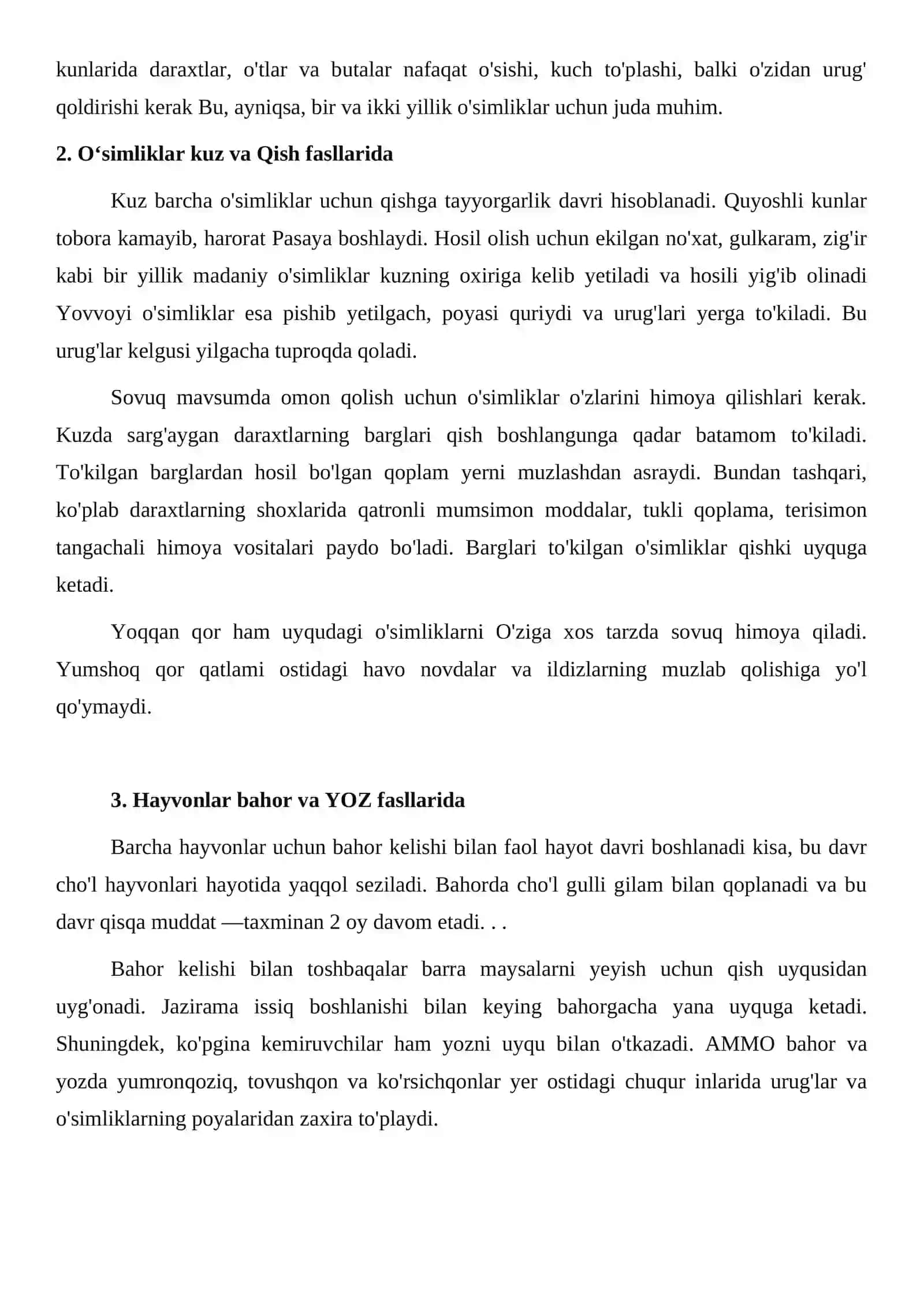 O'simliklar va hayvonlarning mavsumga bog'liqligi 4