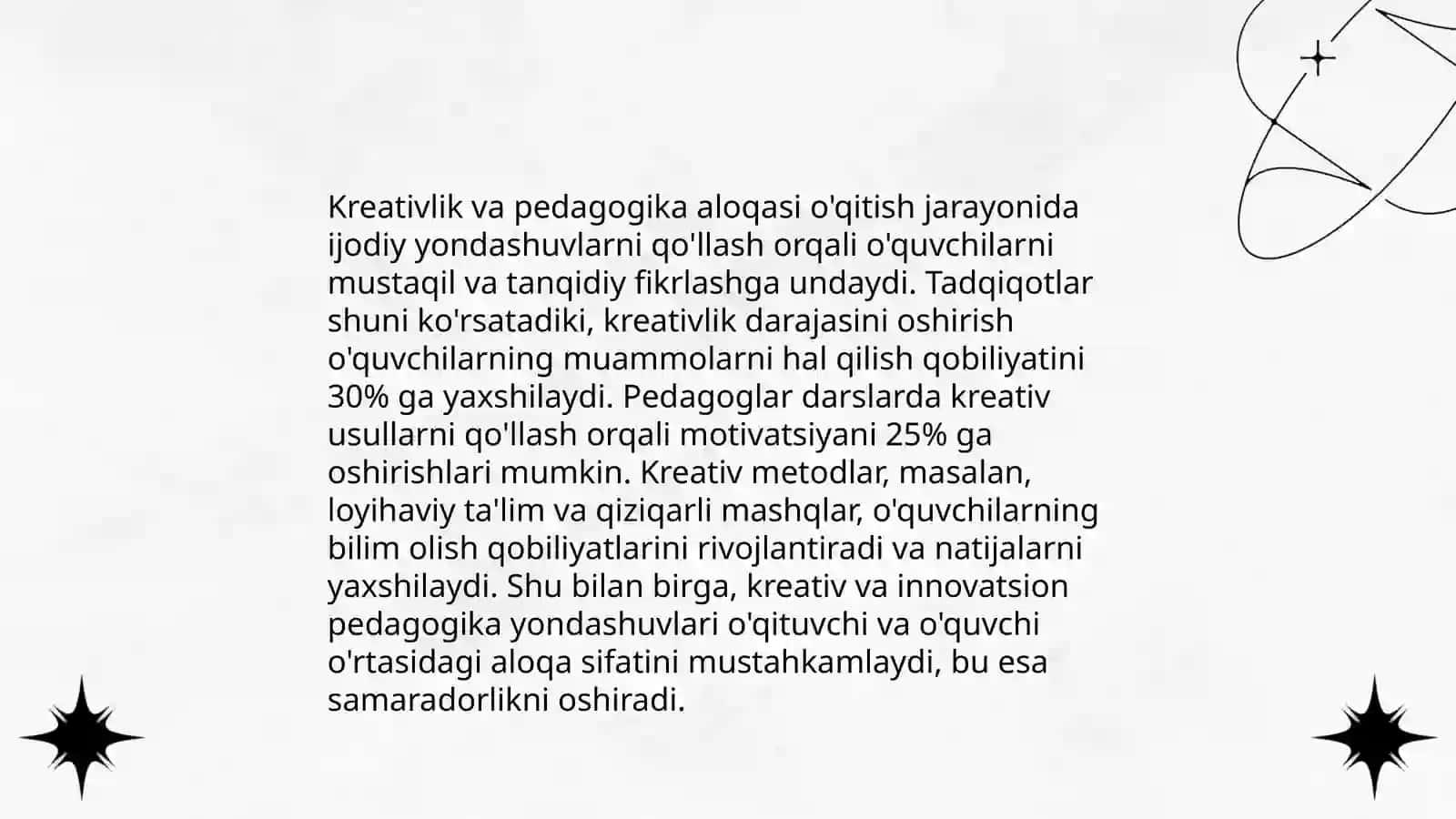 Pedagoglarning kreativlik imkoniyatini aniglovchi mezonlar va ularning darajalari 4