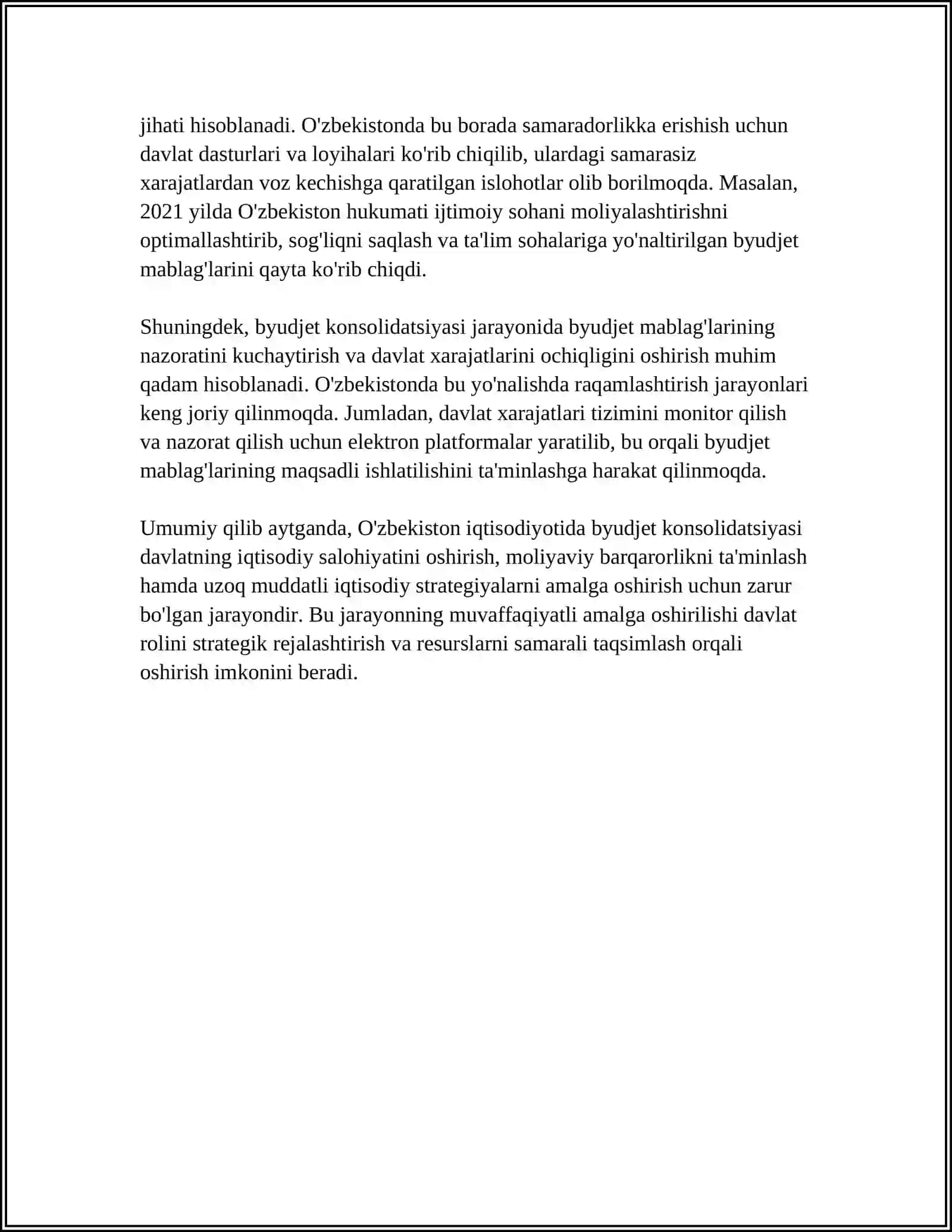 O’ZEKISTON IQTISODIYOTIDA FISKAL KONSOLIDOTSIYA VA BUDJET INTIZOMI MUAMMOLARI 4