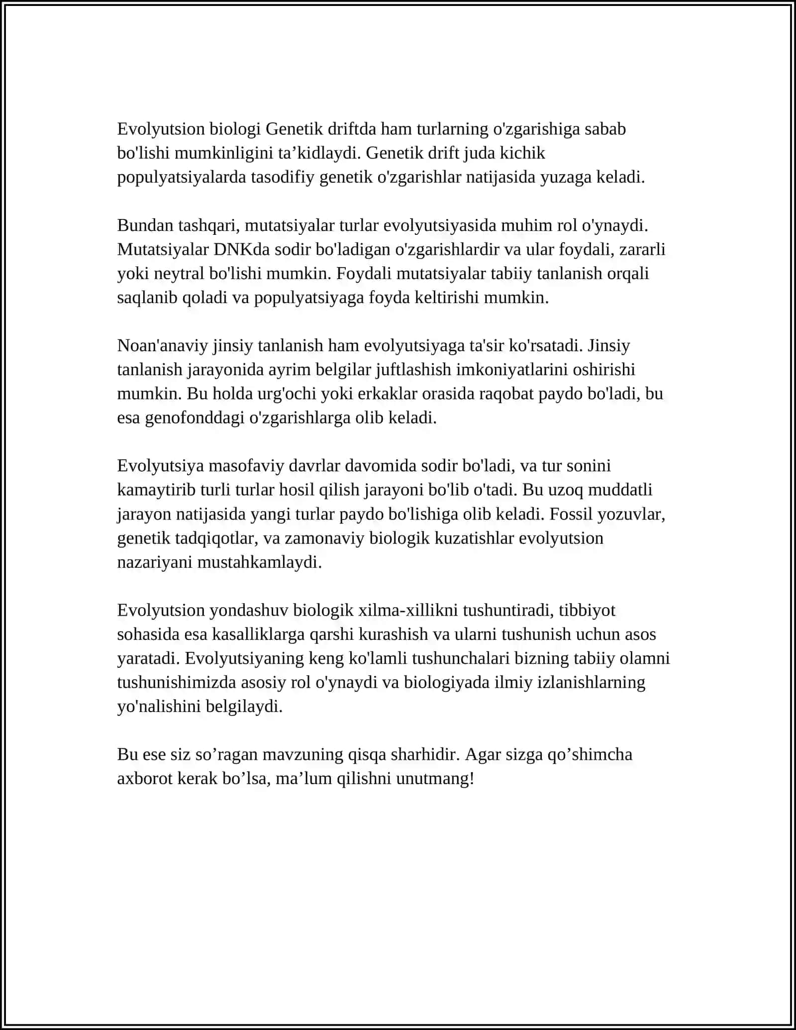 YER YUZASIDA BIOLOGIK XILMA XILLIKNING SHAKLLANISHIDA EVOLYUTSION YONDASHUV 4