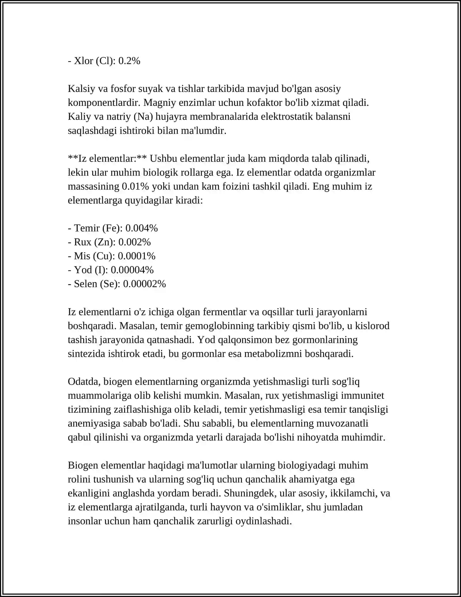 BIOGEN ELEMENTLAR TURLARI 4