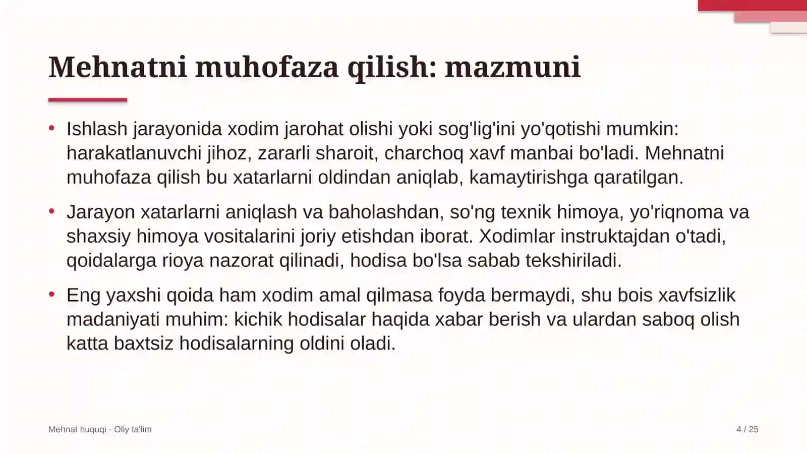 Mehdat huquqi · Oliy ta'lim 4