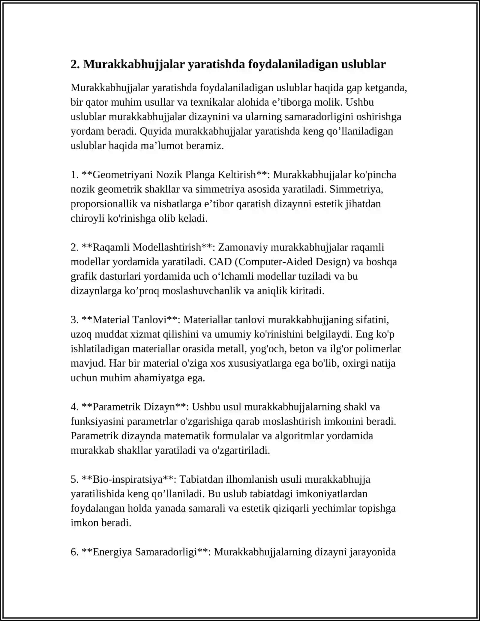 QURULISH SOHALARIDA MURAKKABHUJJADLAR YARATISH VA QAYTA ISHLASH TEXNOLOGIYASI 4