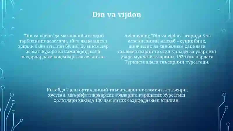 Mavzu: Abdulla Avloni yasarlari dan vijdon tarbiyasi masalalari 4