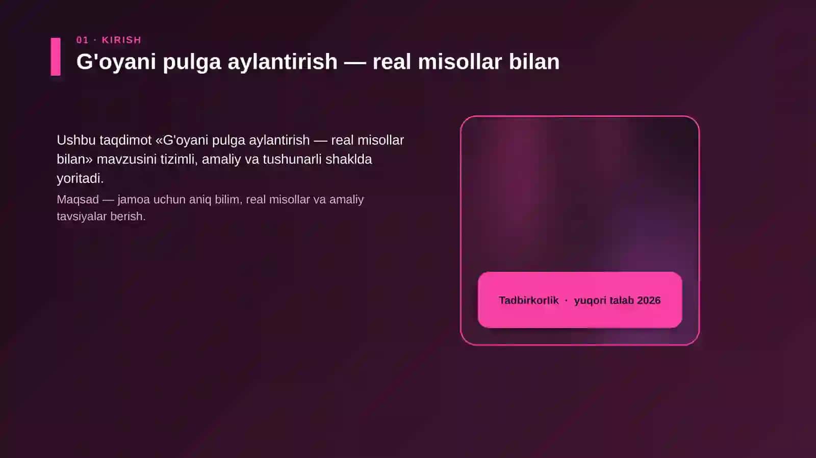 G'oyani pulga aylantirish — real misollar bilan 4