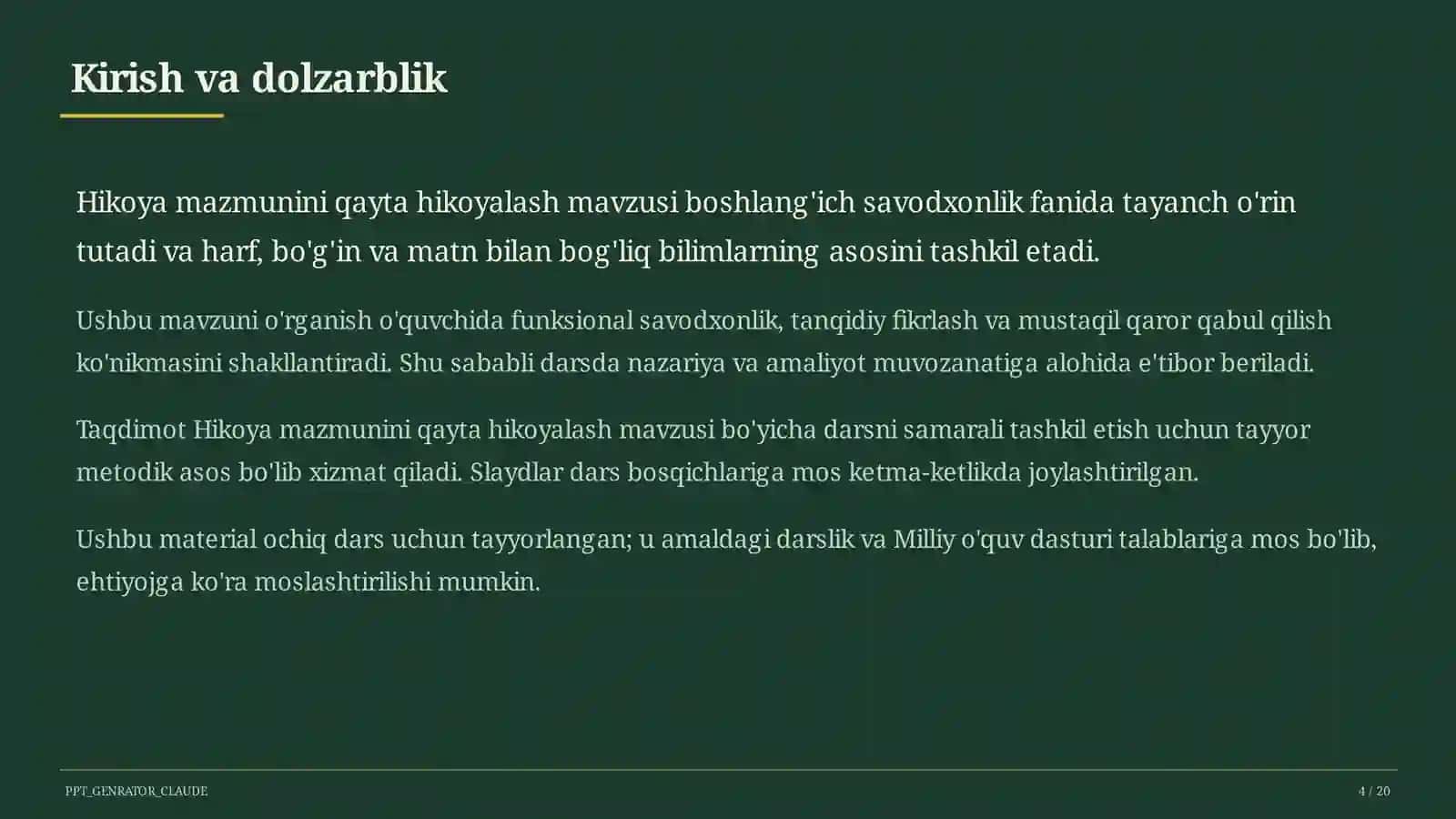 Hikoya mazmunini qayta hikoyalash (3-sinf) 4