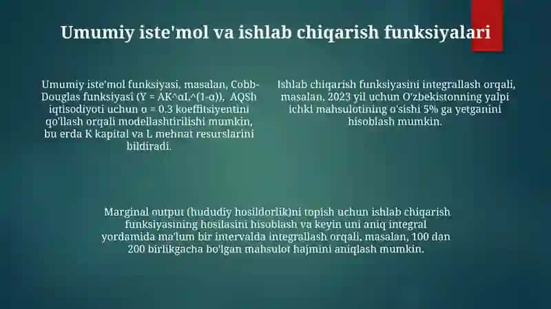 Aniq va aniqmas integrallarni iqtisodiy masalalarga tadbig'i 4
