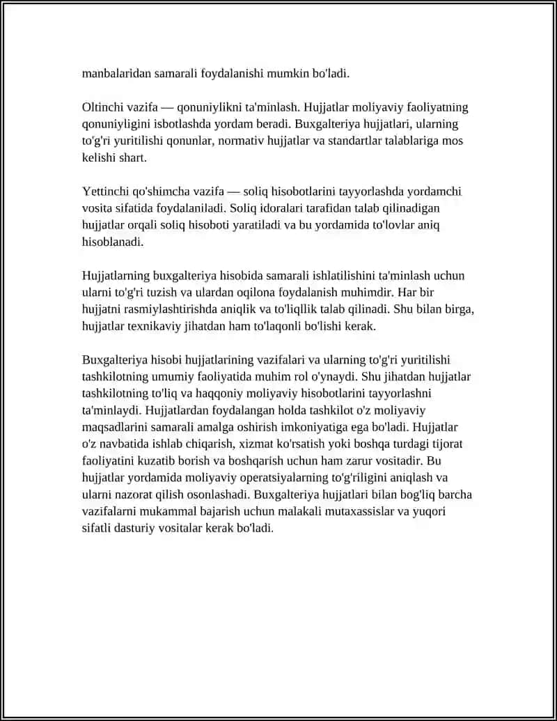 Hujjatlarning Buxgalteriya Hisobidagi Asosiy Funksiyalari va Vazifalari 4