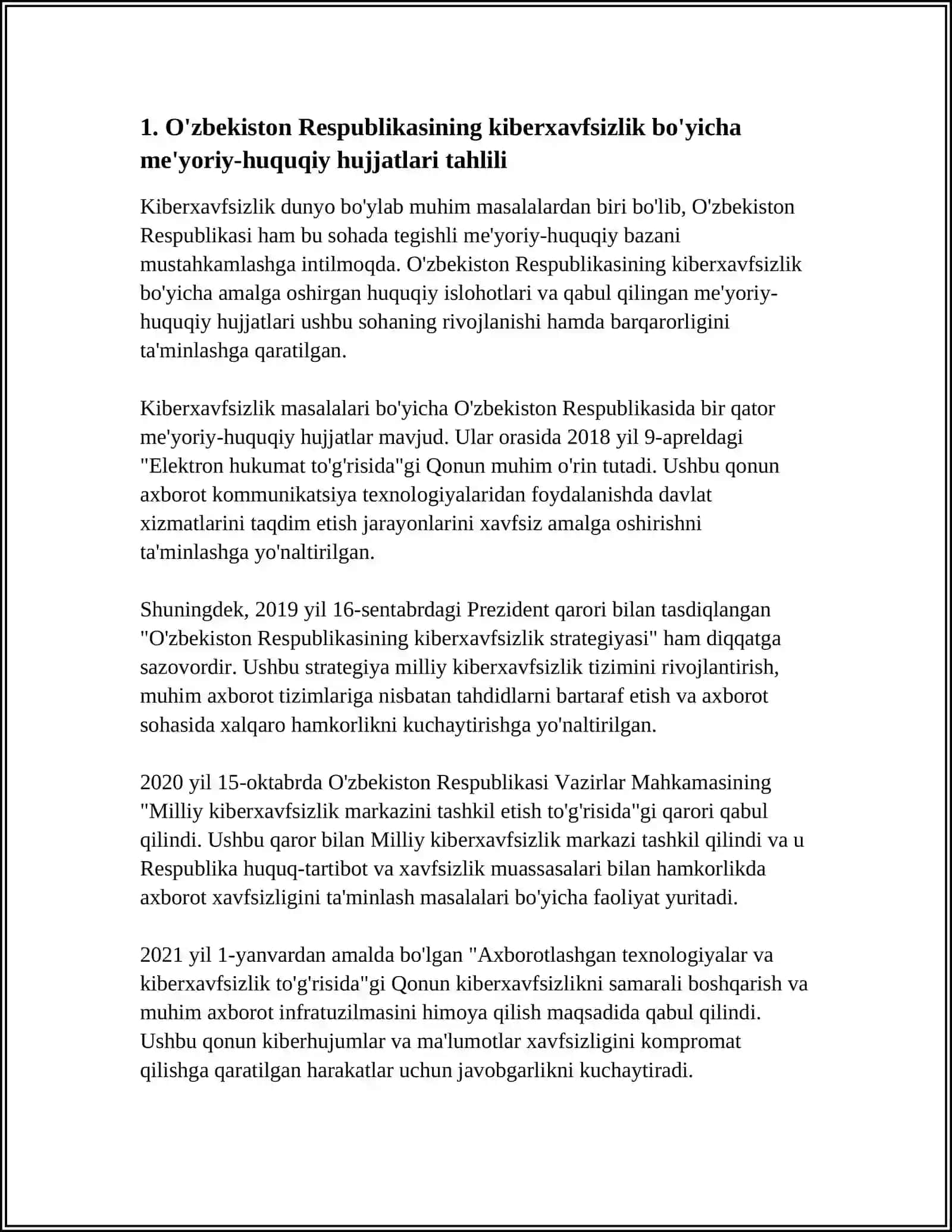 KIBERXAVFSIZLIKGA OID MILLIY VA XORIJIY ME’YORIY-HUQUQIY HUJJATLAR TAHLILI 4