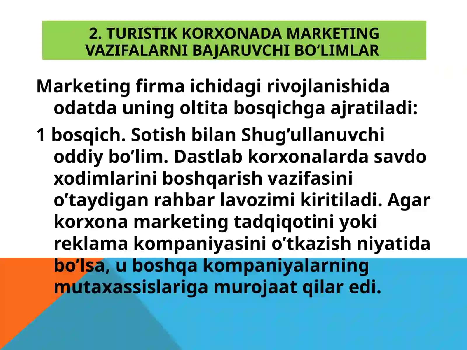 Turistikkorxonada marketing xizmatlarini takomillashtirish 4