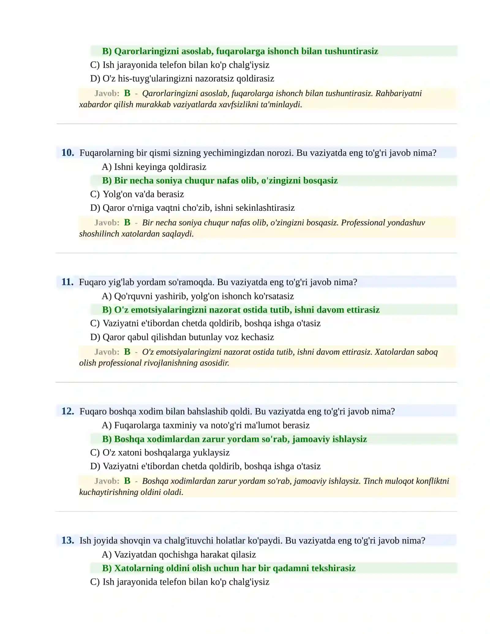 BOJXONA XIZMATIGA ISHGA KIRISH PSIXOLOGIK SINOV Testlari 4