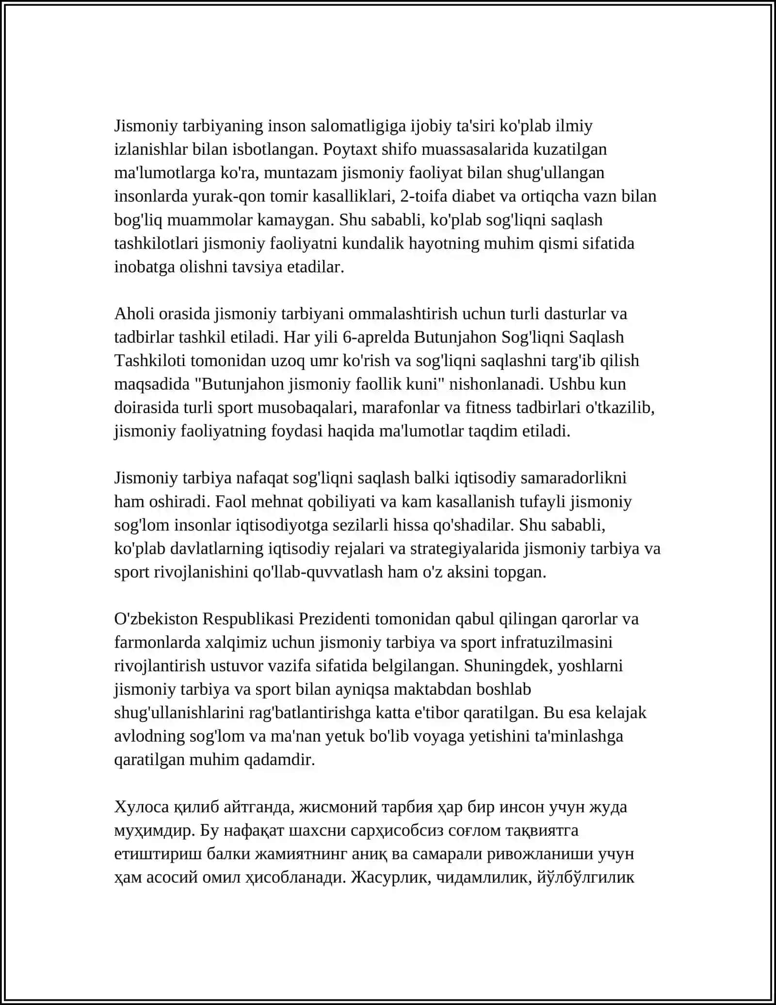 JISMONIY TARBIYANING QA’TIY TARTIBLASHTIRILGAN MASHQ VA BO’LAKLARGA BOʻLIB OʻRGATISH METODI 4