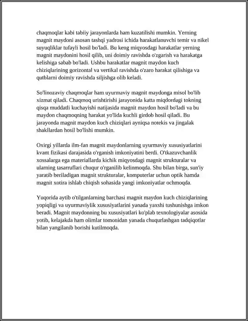 Magnit Maydonning Uyurmaviy Xarakteri 4