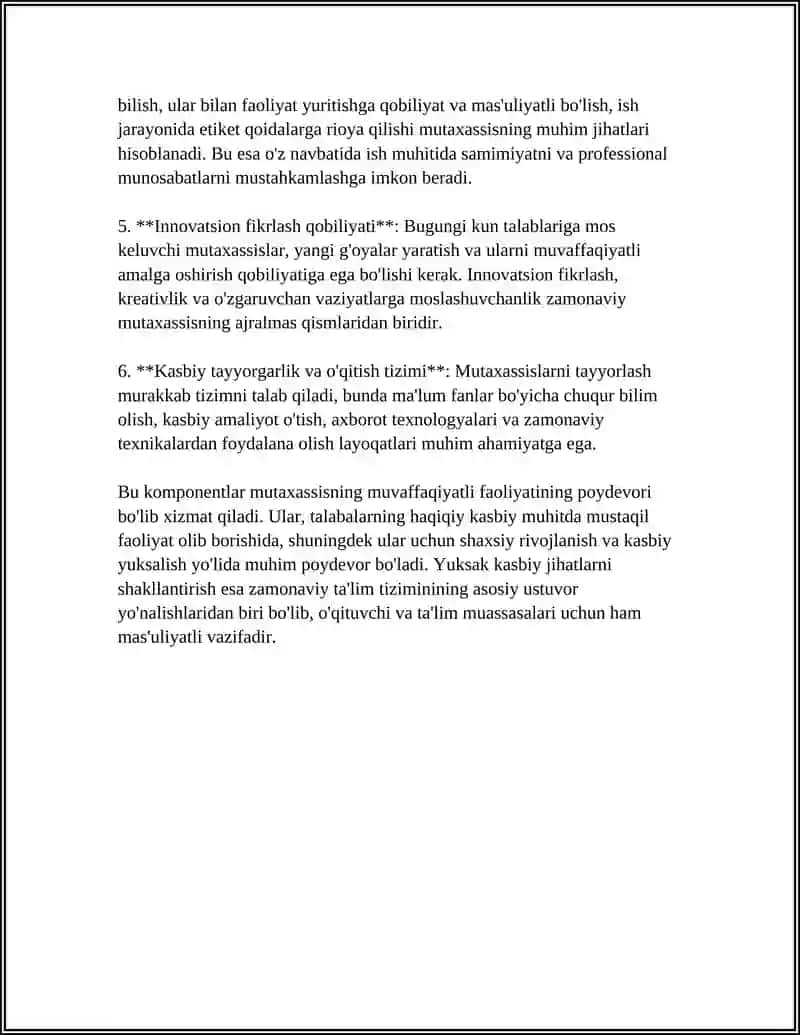 Mutaxassisning kasbiy jihatlari: tushuncha va ahamiyati 4