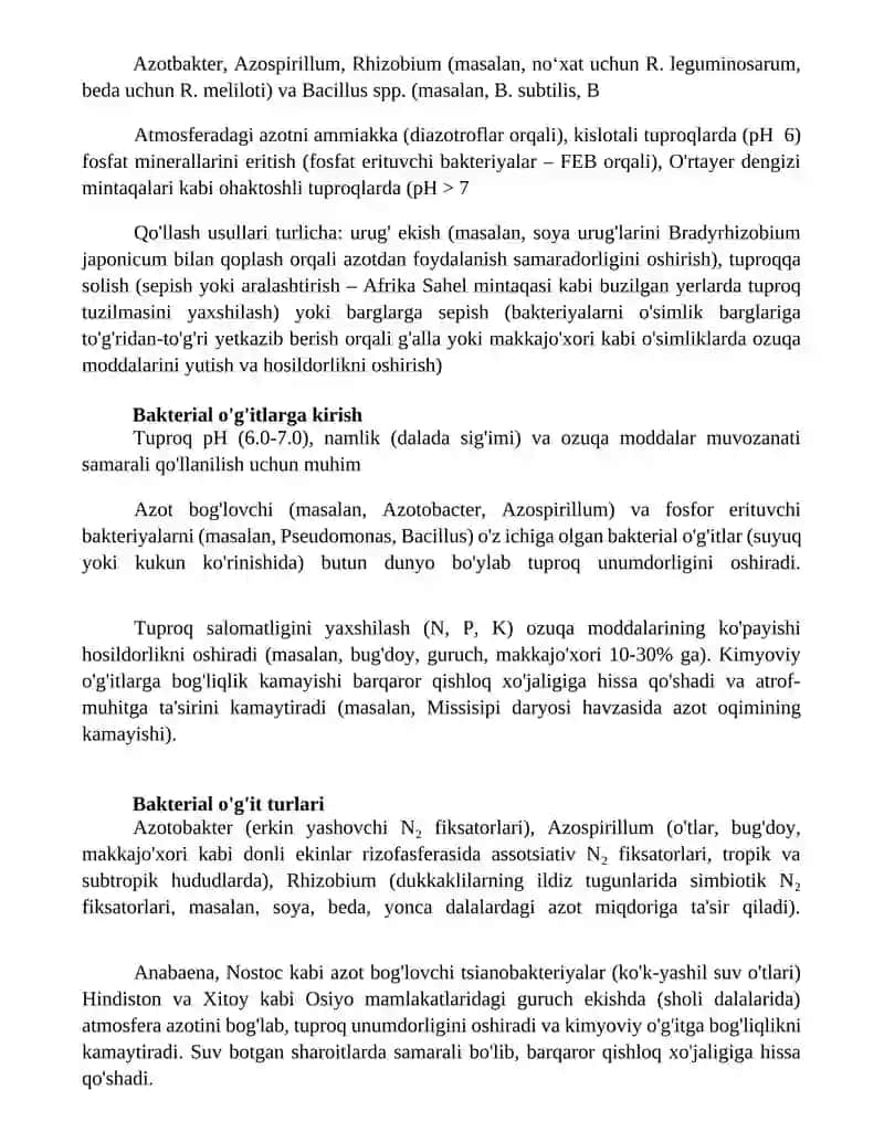 Tuproq unumdorligini oshirishda bakteriologik ogitlarni qollash 4