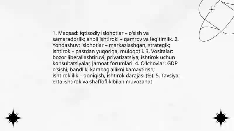 Taraqqiyot strategiyasi va jamiyat o'rtasidagi aloqalarni qiyosiy tahlil qilish 4
