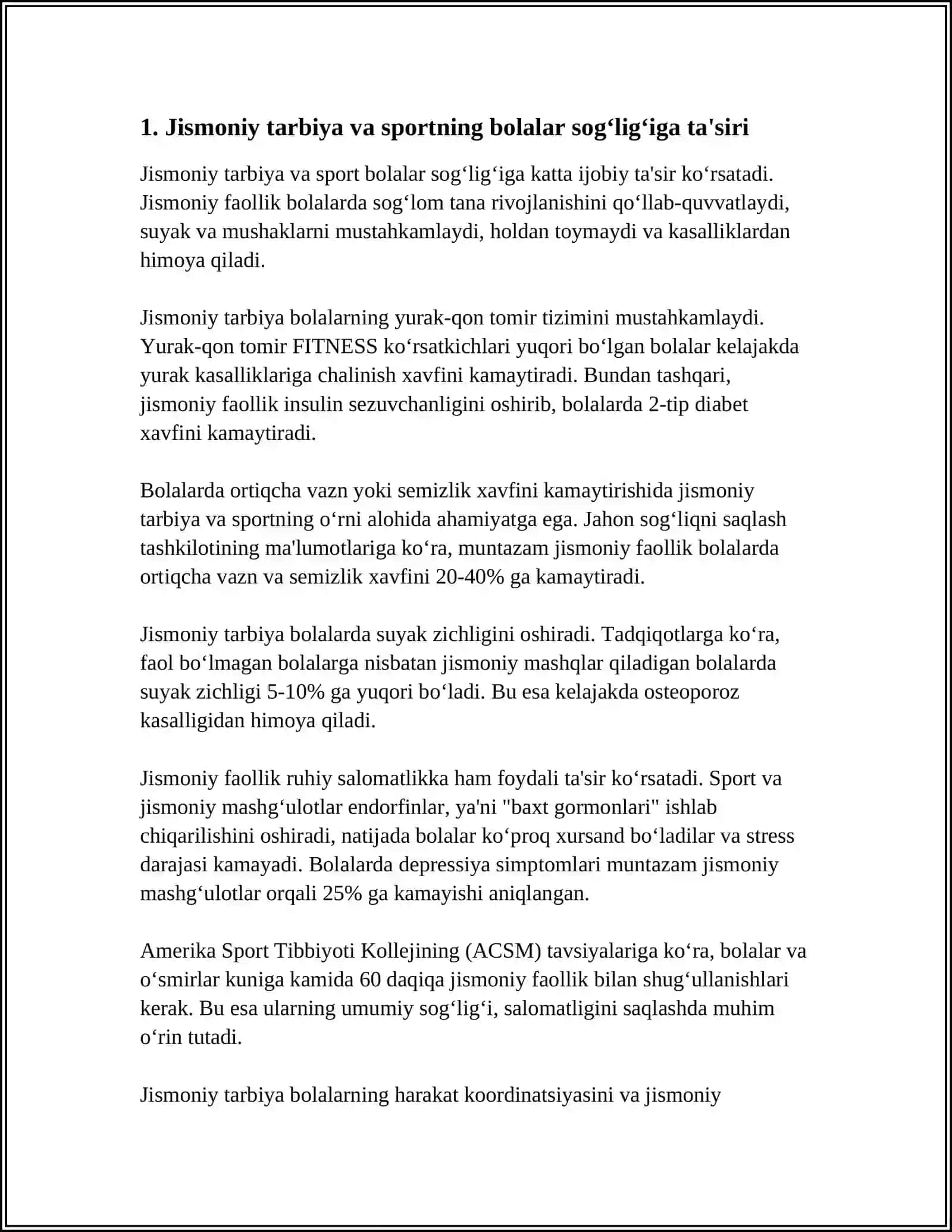 BOLALARNING JISMONIY SOĞLOM BÕLIB ULĞAYISHLARI UCHUN 4