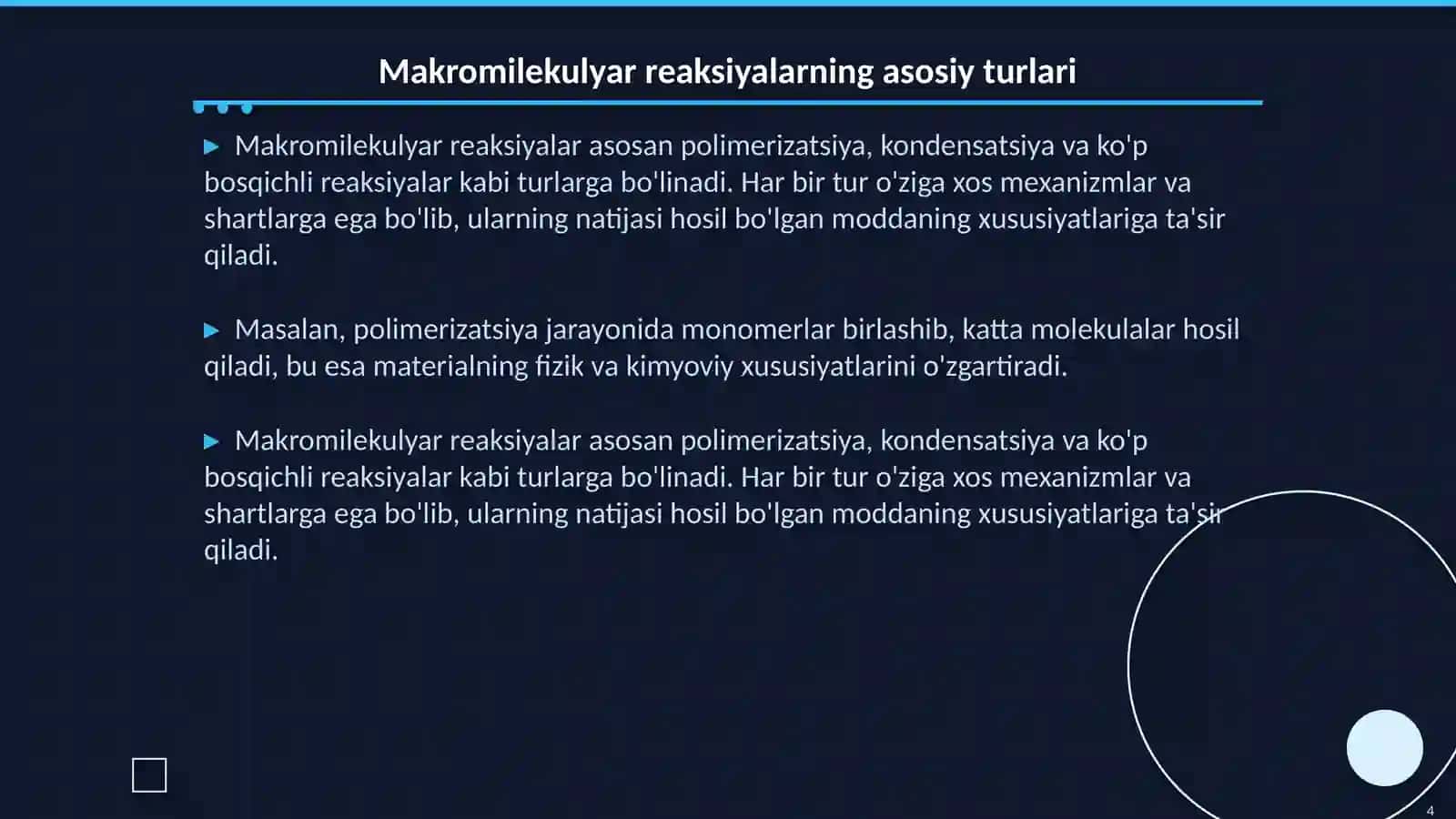 Makromilekulyar reaksiyalar va ularning turlari 4