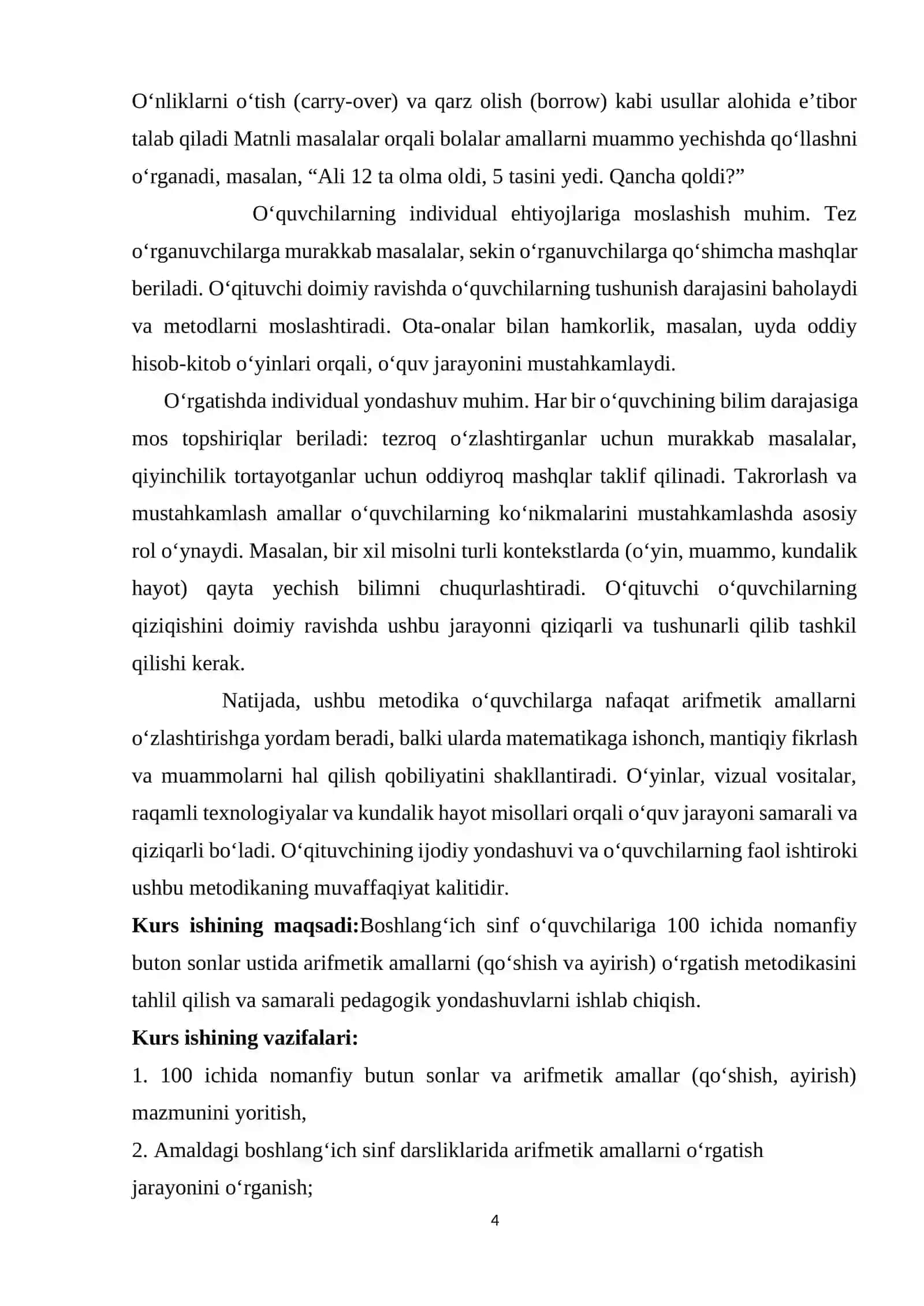 100 ichida nomanfiy butun sonlar ustida arifmetik amallarni oʻrgatish 4