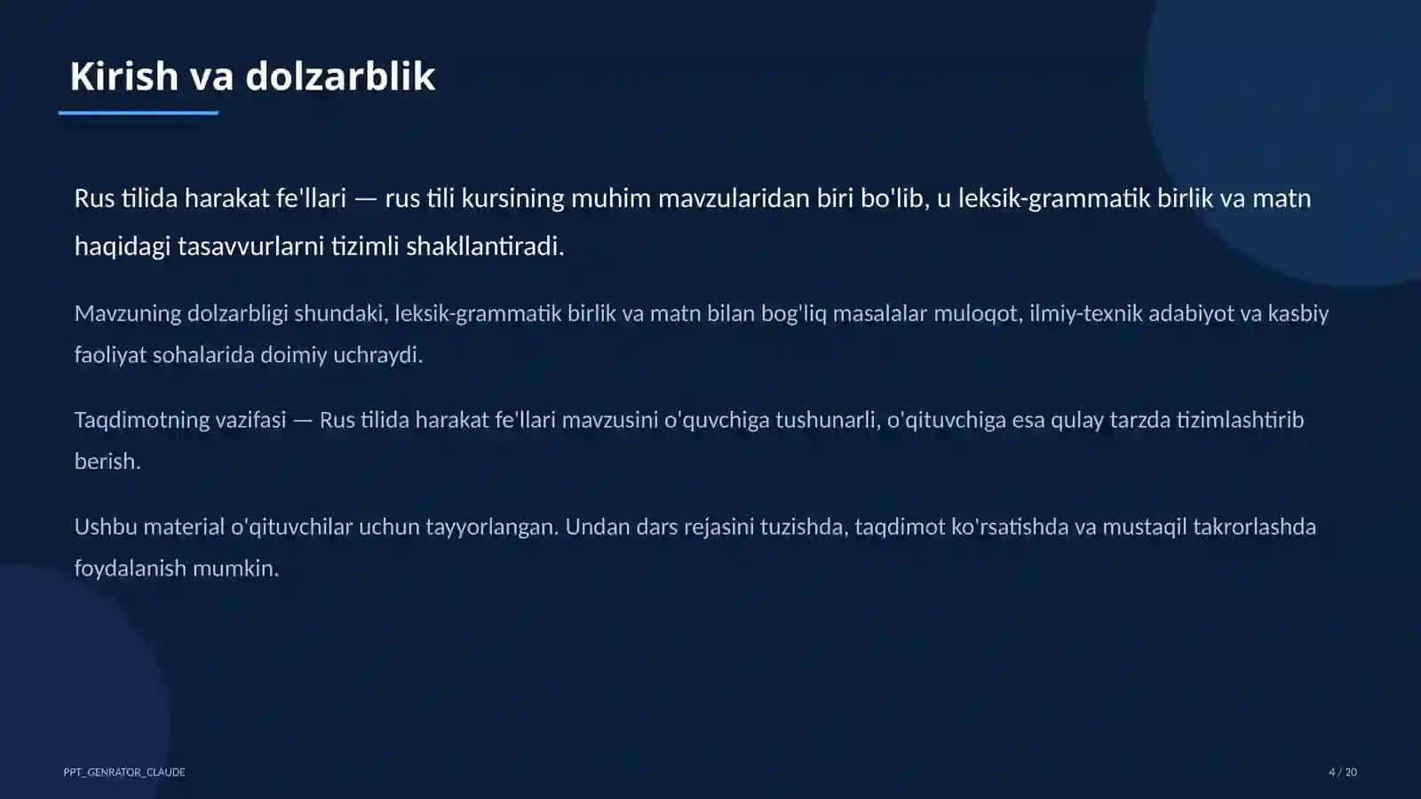 Rus tilida harakat fe'llari (6-sinf) 4
