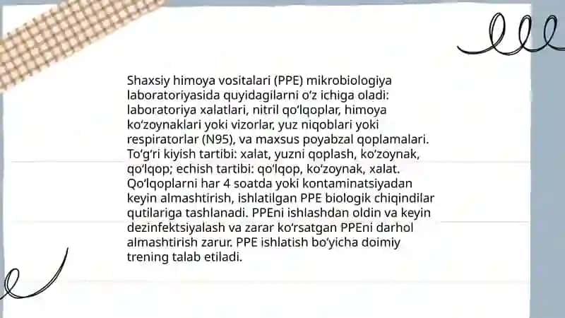 Mikrobiologiya laboratoriyasida xavfsizlik qoidalarini o'rganish 4