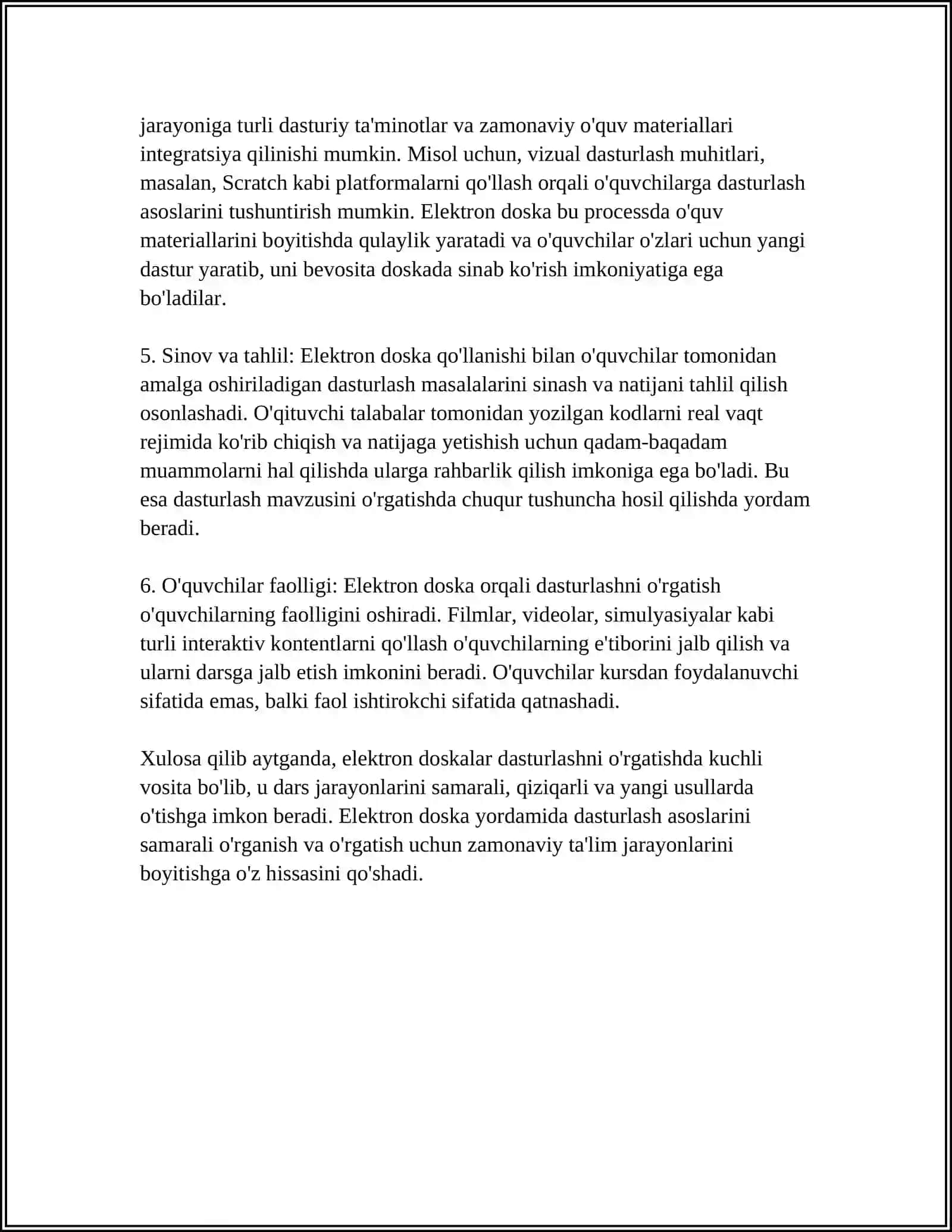 INFORMATIKA DARSLARIDA ELEKTRON DOSKA, AR/VR KABI INTERAKTIV TEXNOLOGIYALARDAN FOYDALANISH 4