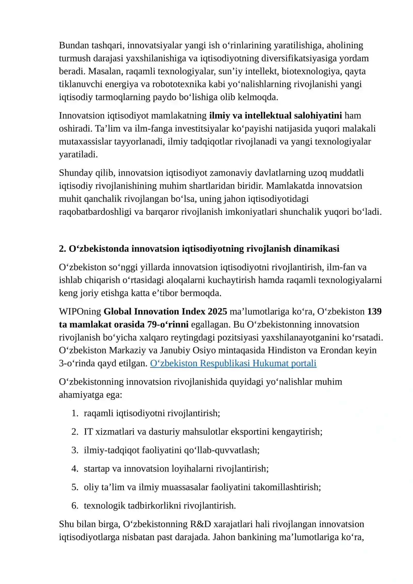 Innovatsion Iqtisodiyotning Rivojlanishi 4