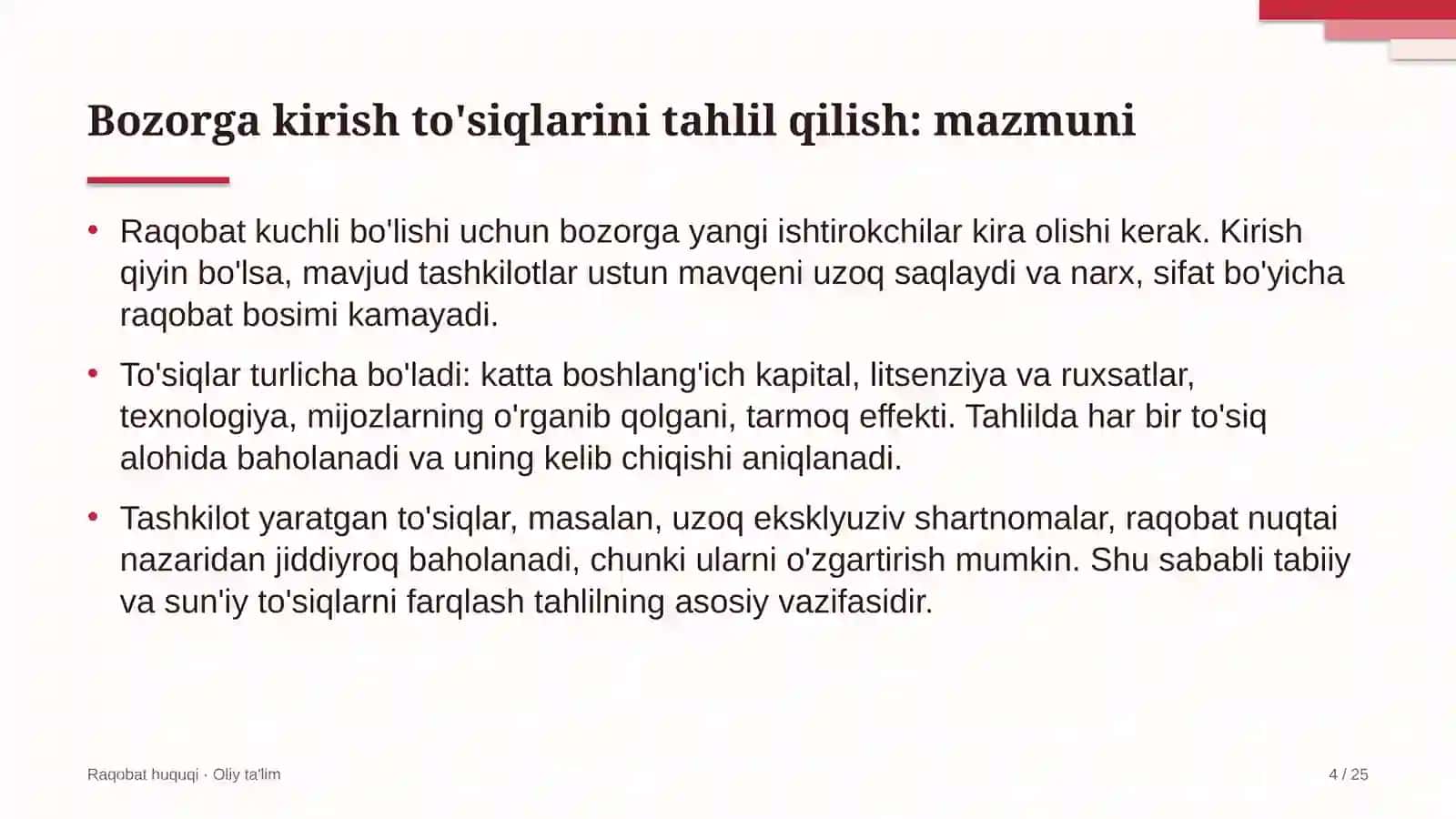Xususiy banklarda bozorga kirish to'siqlarini tahlil qilish 4