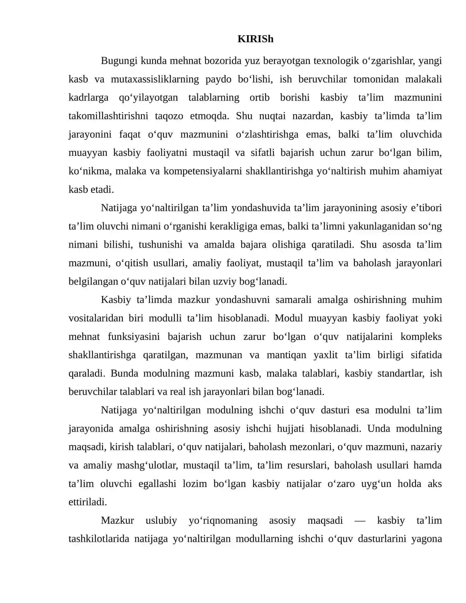Ishchi dastur Avtomobil tuzulishi Modul 4