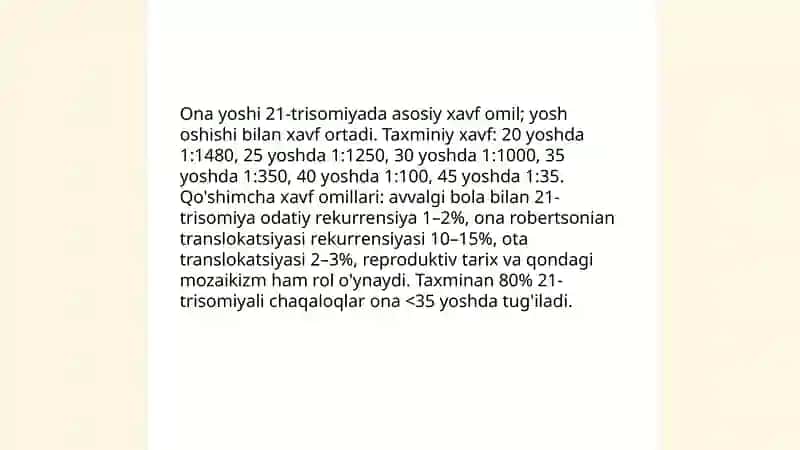 Daun sindiromi 21 xromosomaning trisomiyasi 4