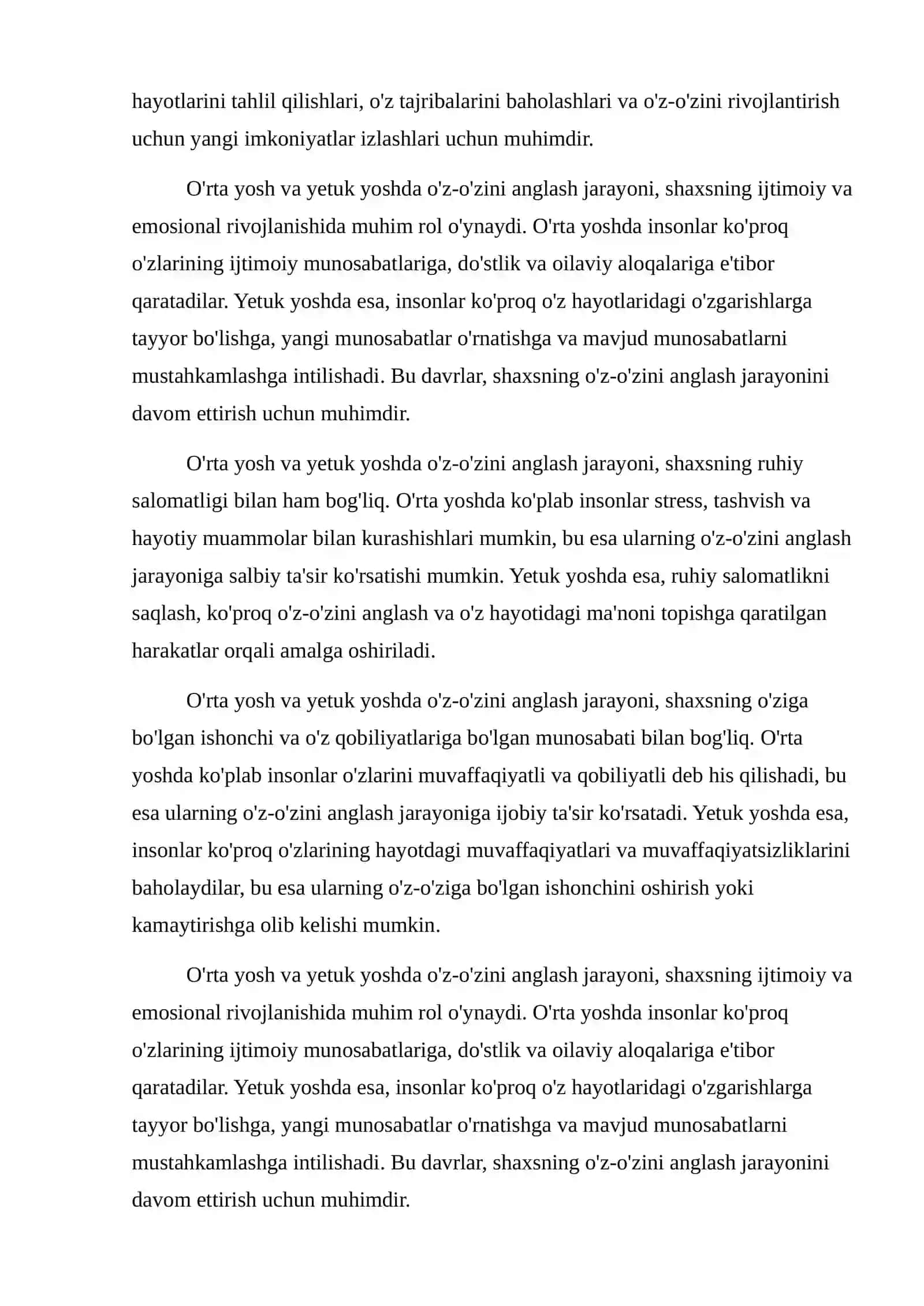 O'rta yosh va yetuk yoshning ta'rifi va psixologik xususiyatlari 4