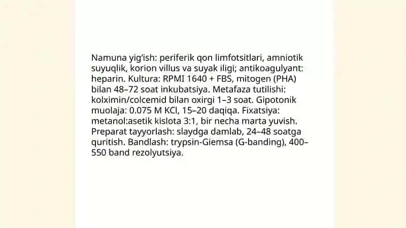 Odam genetikasi turlari: Sitogenetik metod 4