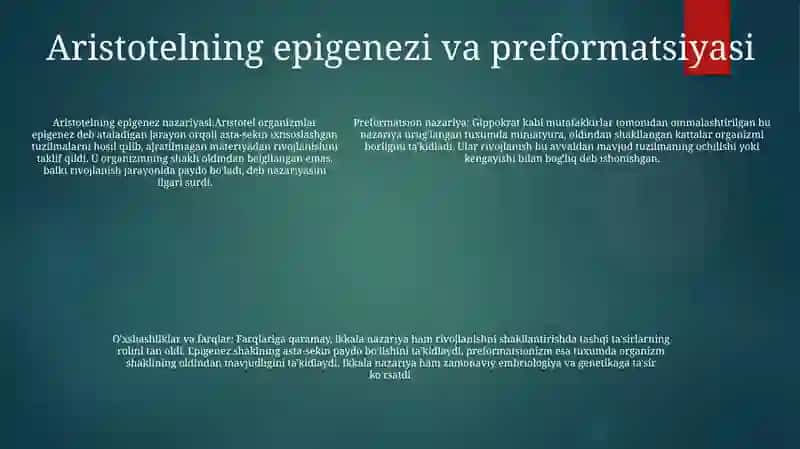 Epigenez Va Preformizm Oqimlari 4