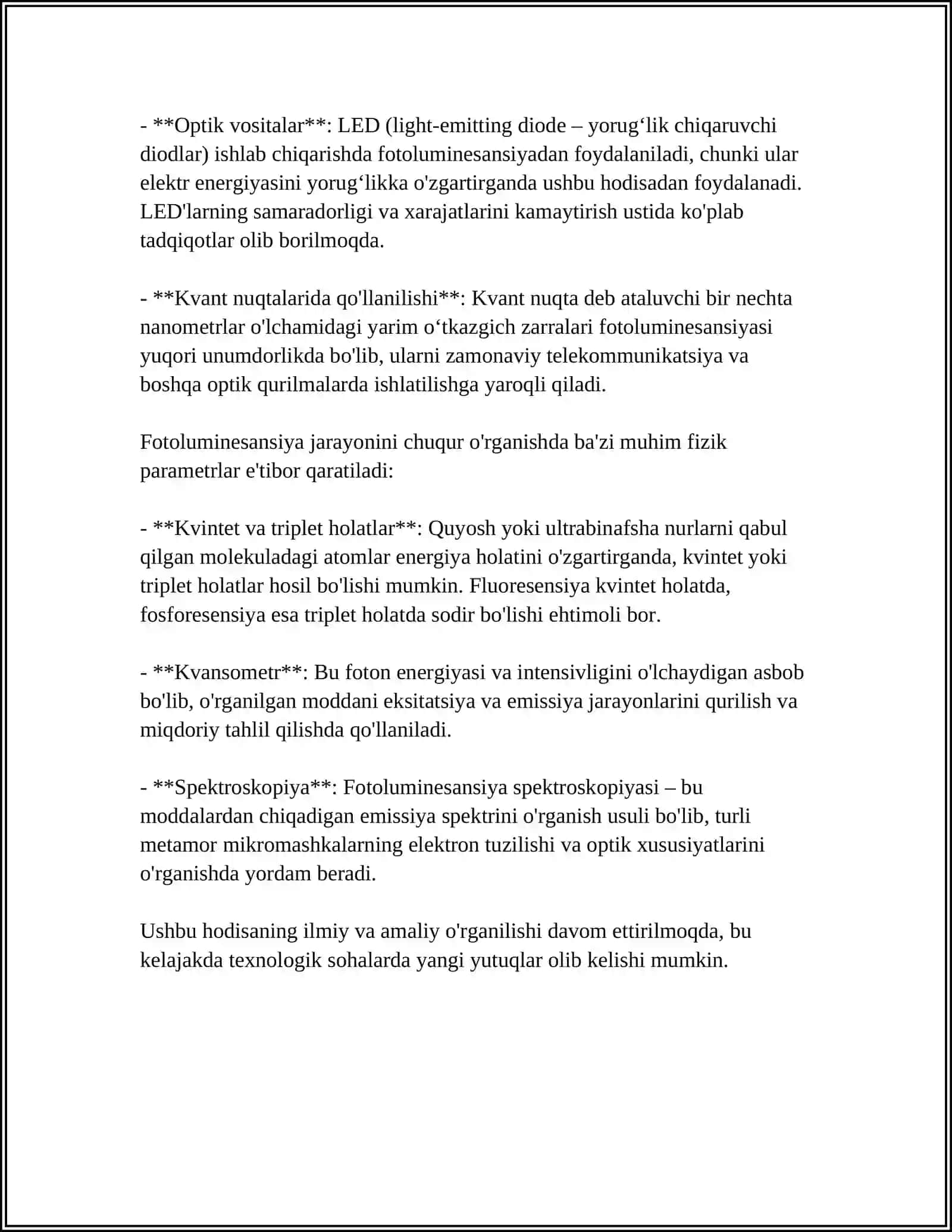 FOTOLYUMINESTSENTSIYA, FLUORESTSENTSIYA VA FOSFORESTSENTSIYA 4