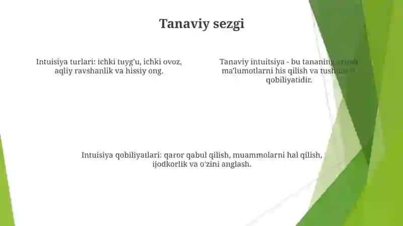 Sezgi turlari va uning qobiliyatlari 4