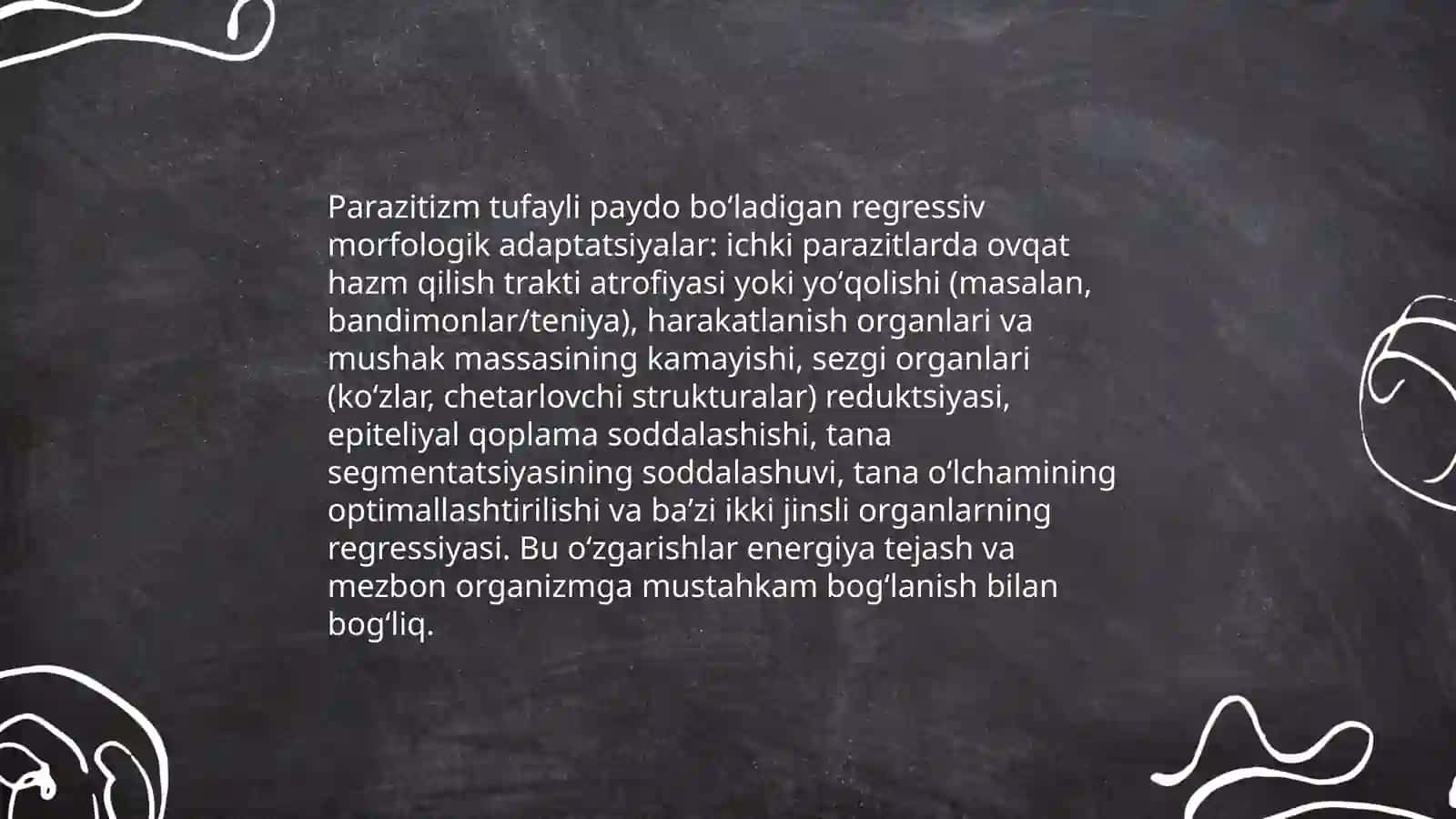 Parazitizm Tufayli Paydo Boʻladigan Progressiv va Regressiv Adaptatsiyalar 4