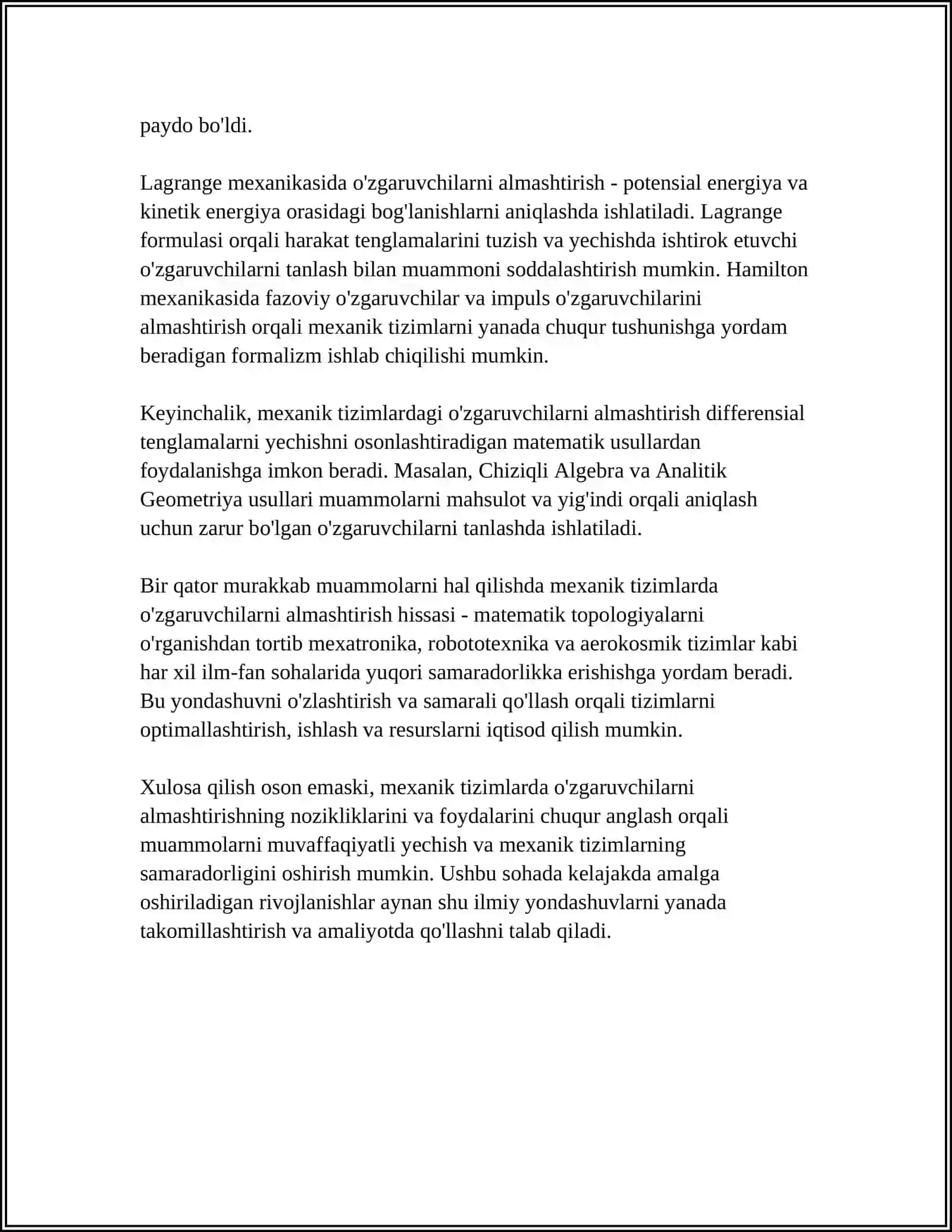 KLASSIK MEXANIKADA OʻZGARUVCHILARNI ALMASHTIRISH 4