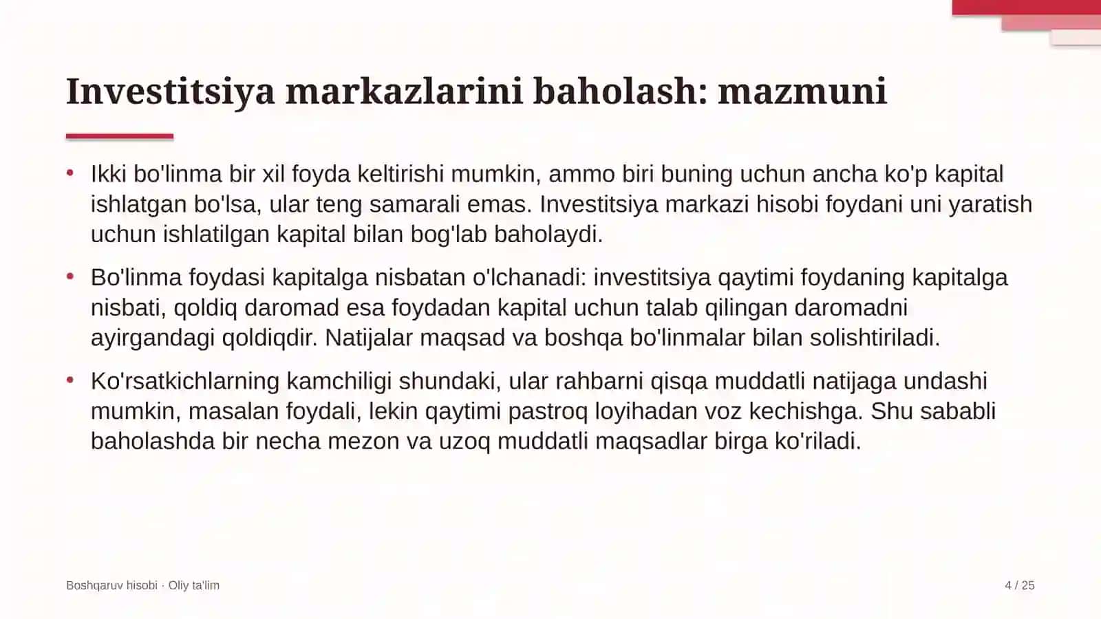 dezinfeksiya xizmatlarida investitsiya markazlari faoliyatini baholash 4604 4
