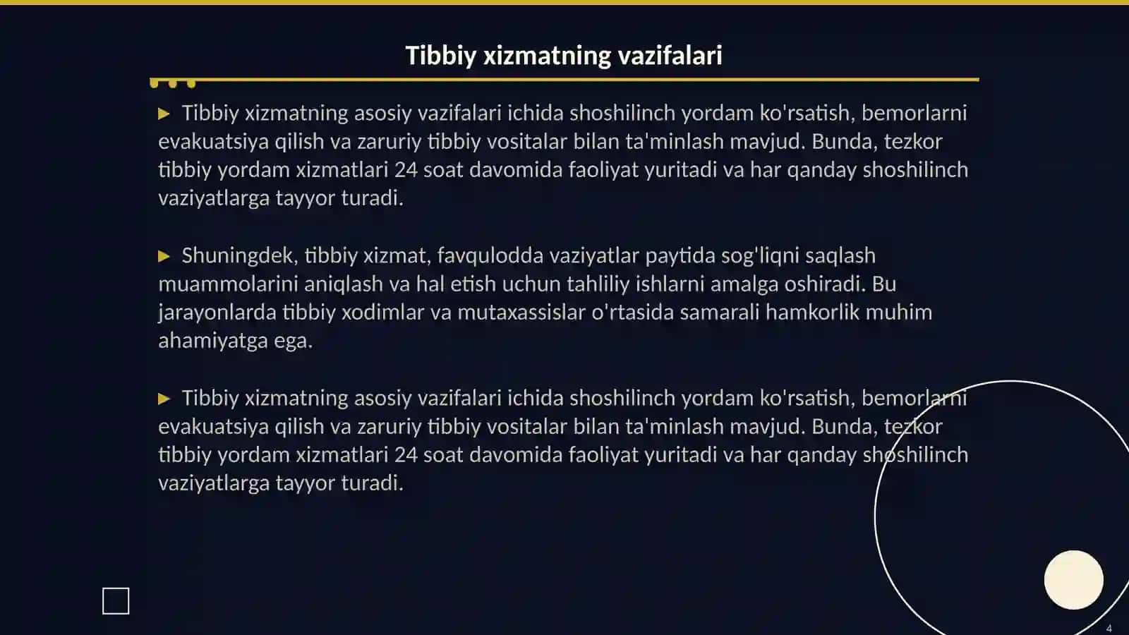 Tibbiy Xizmat Tuzilmalari va Muassasalari 4