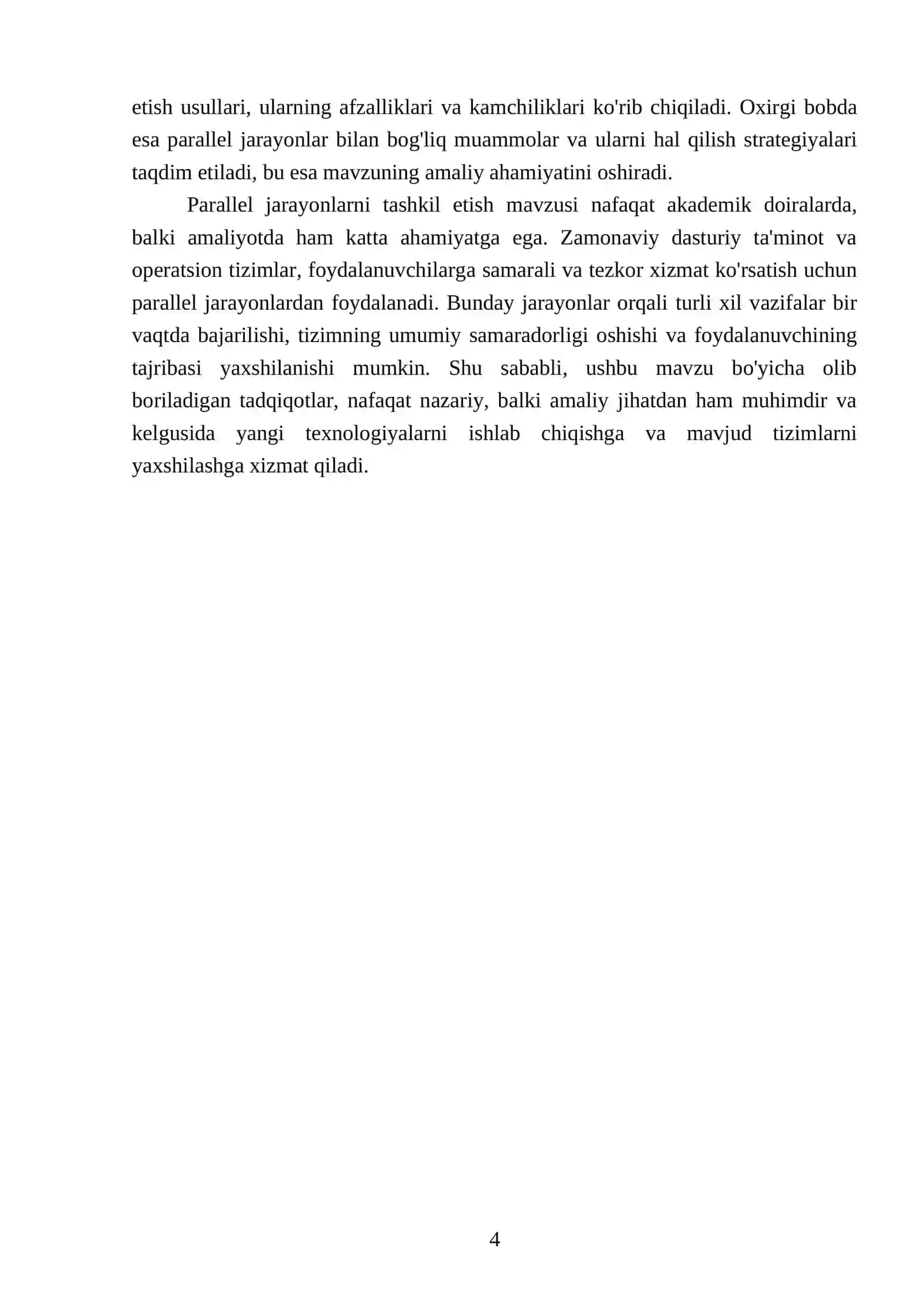 Operatsion tizimda Parallel jarayonlarni tashkil etish 4