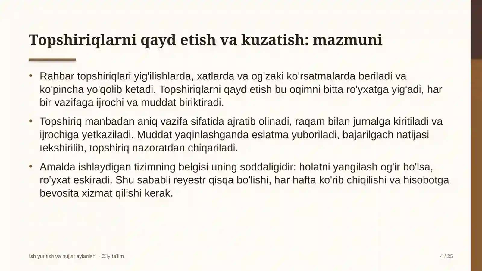 qurilish materiallari sanoatida topshiriqlarni qayd etish va ijrosini kuzatish 7640 4