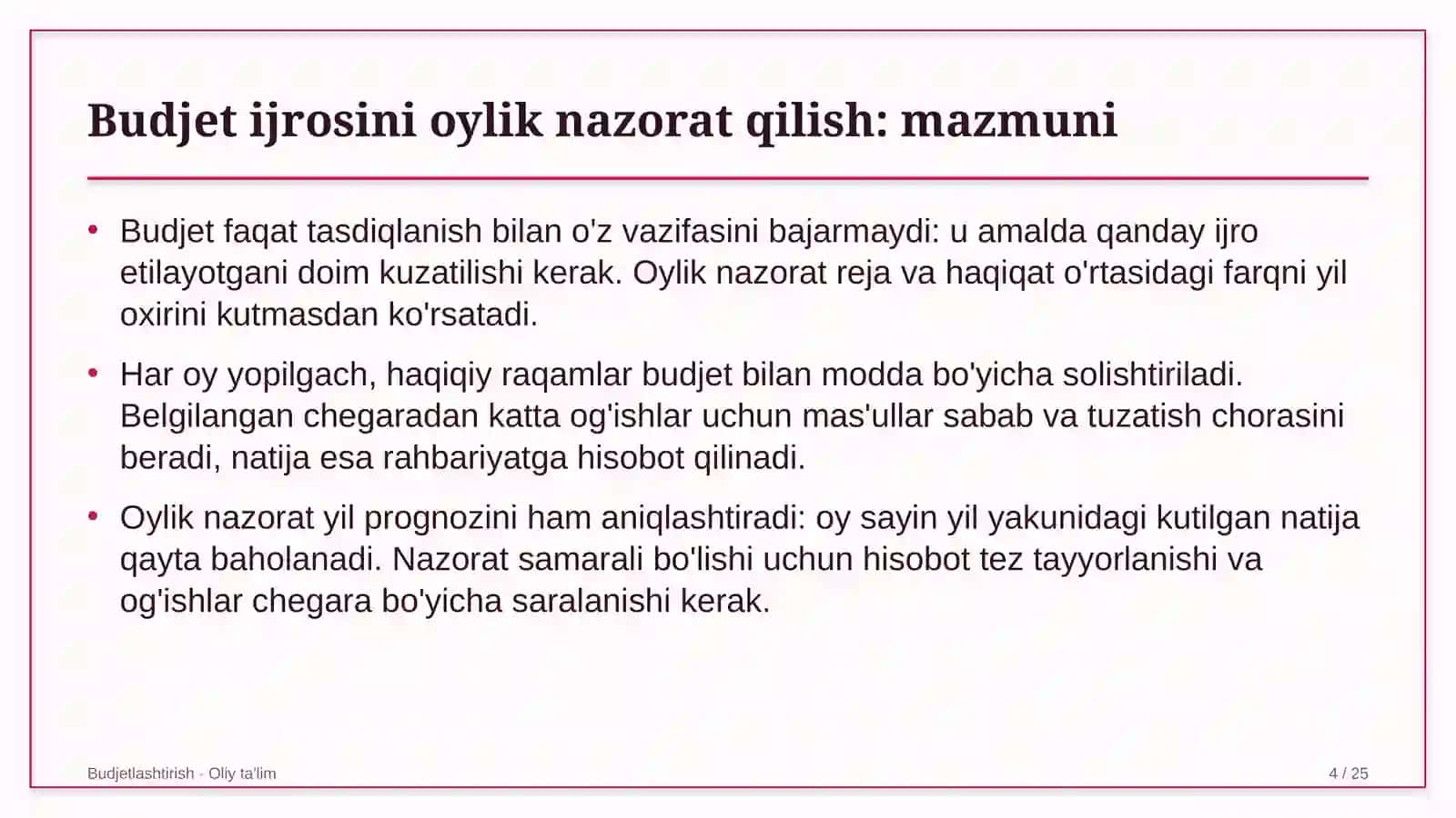 brokerlik kompaniyalarida budjet ijrosini oylik nazorat qilish 8168 4