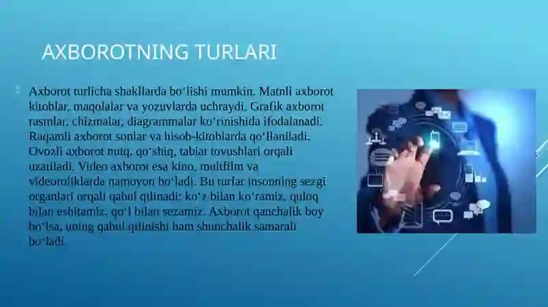 Taqdimoq Ahborot mavzusi bo`yicha 4
