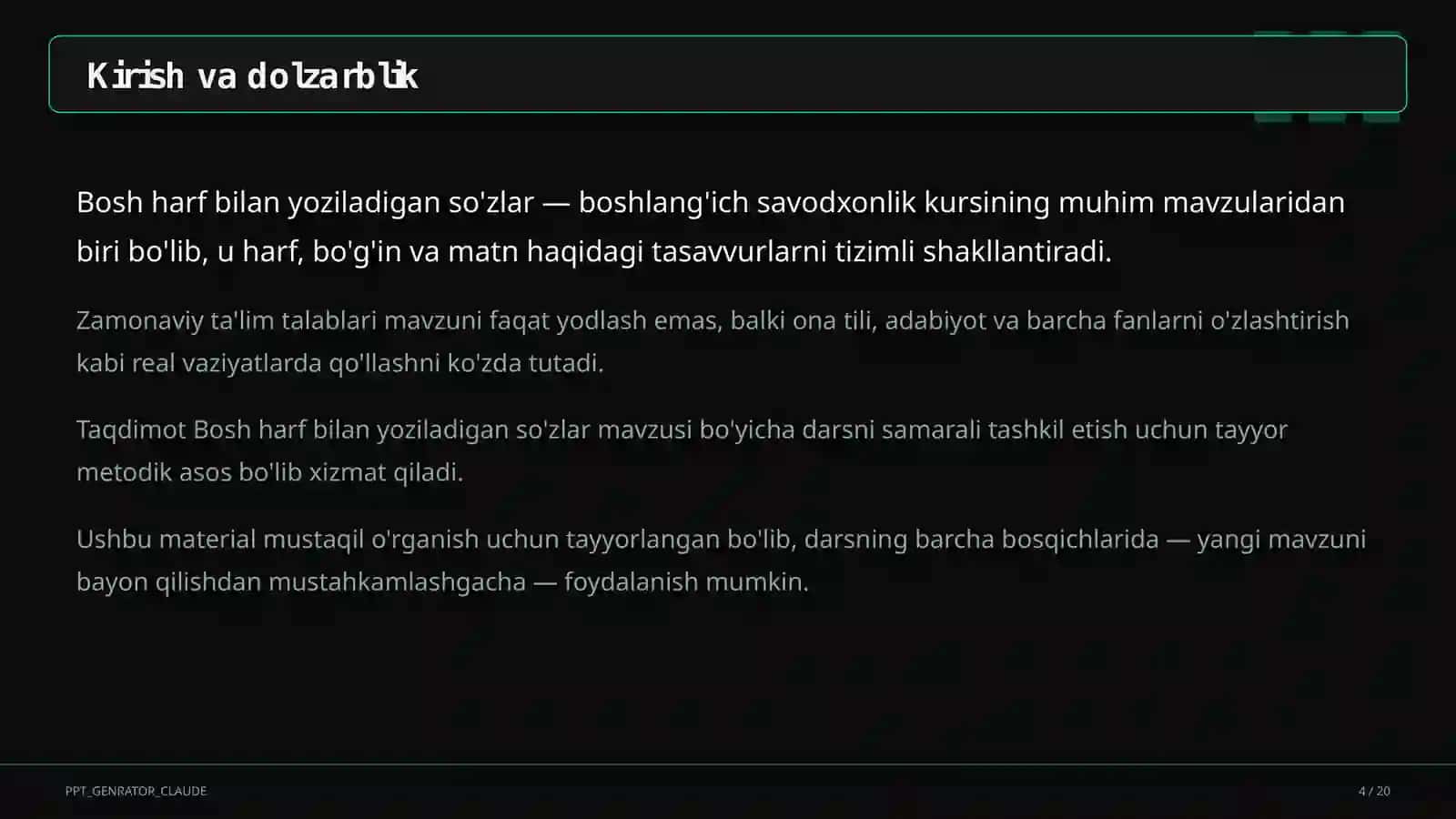Bosh harf bilan yoziladigan so'zlar (2-sinf) 4