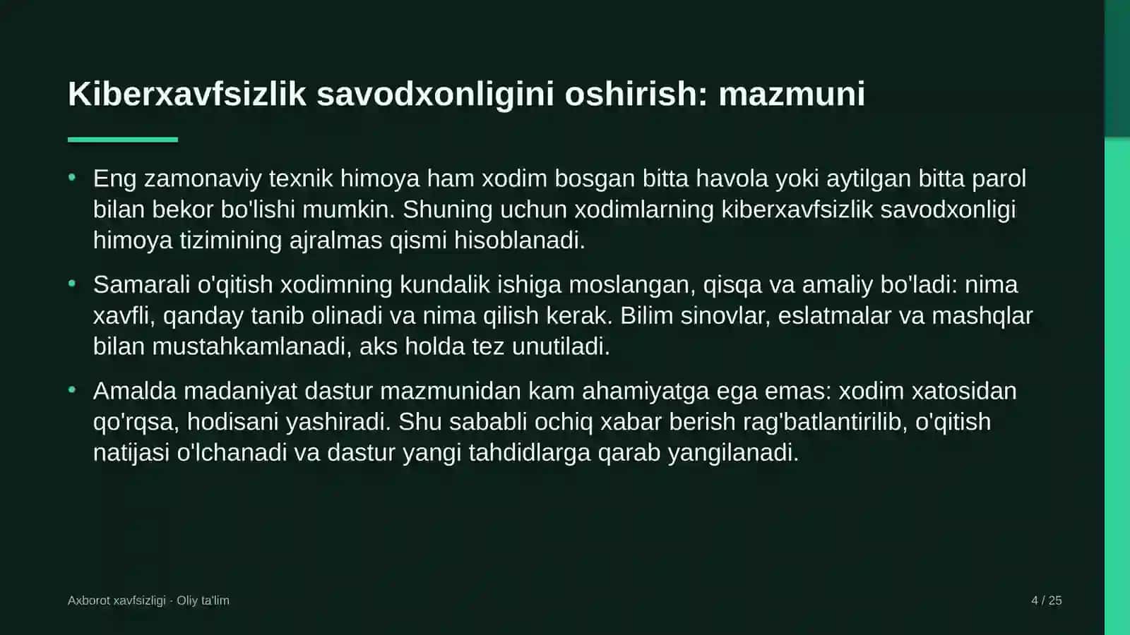 xolding kompaniyalarida xodimlarning kiberxavfsizlik savodxonligini oshirish 8631 4